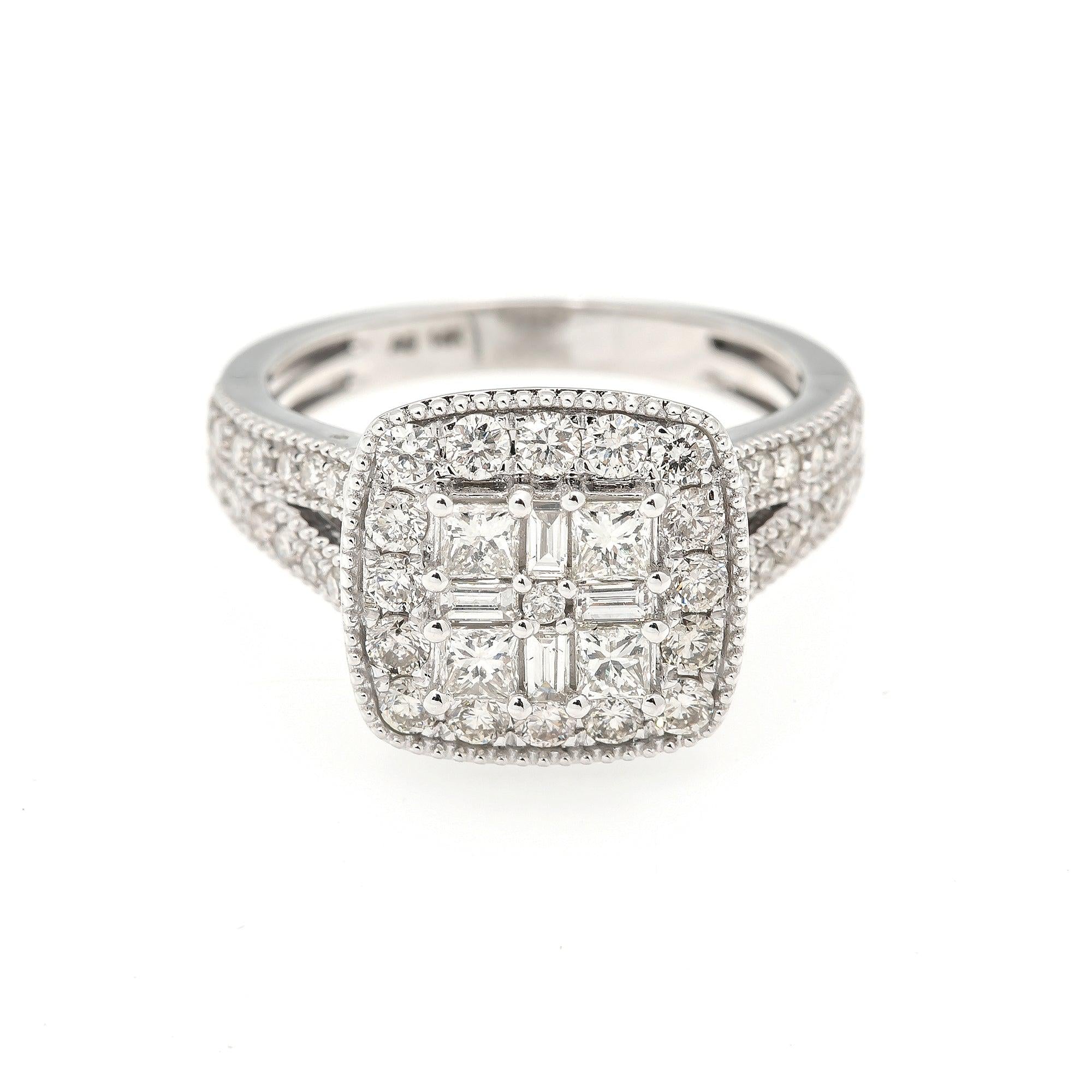 14K WHITE GOLD QUAD HEAD ENGAGEMENT RING WITH 1.60 CT DIAMONDS