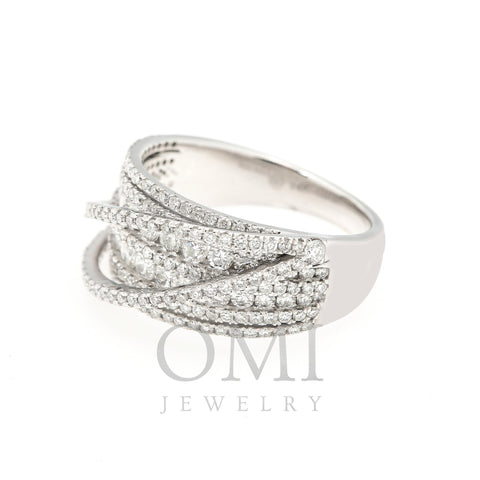 14K WHITE GOLD FANCY MULTI LAYER BAND WITH 1.95 CT DIAMONDS