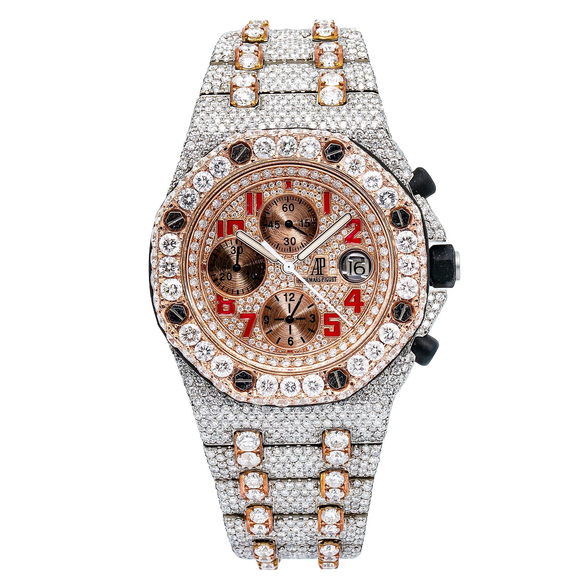 Audemars Piguet Royal Oak Offshore Chronograph 42MM 26170ST Diamond Paved Arabic Dial Custom Aftermarket Two Tone Rose Gold Bracelet