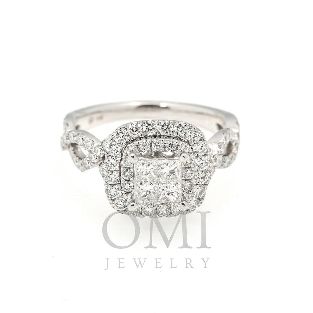 0.50 CT. T.W. Quad Princess-Cut Diamond Frame Engagement Ring in 14K White  Gold | Peoples Jewellers