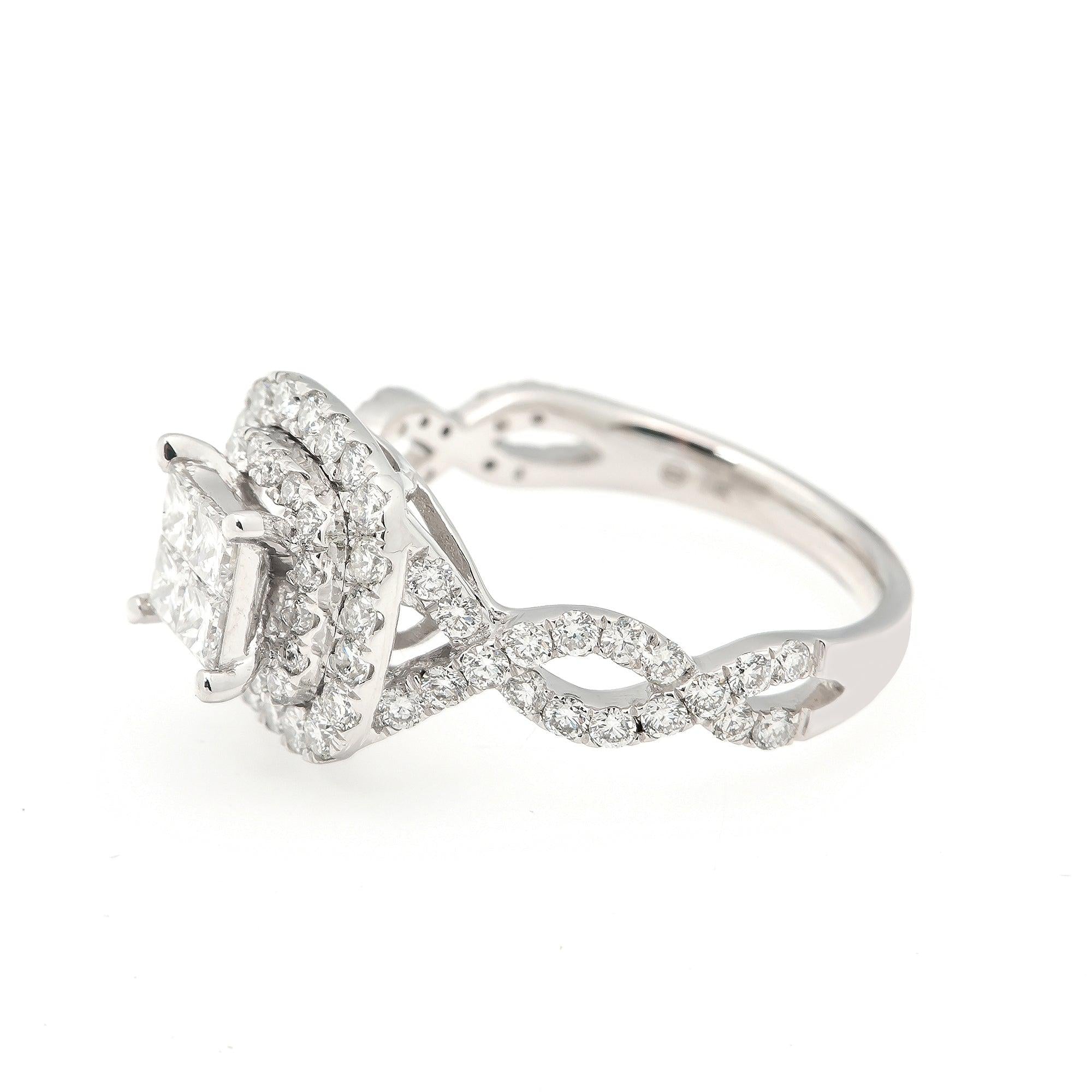 14K WHITE GOLD QUAD ENGAGEMENT RING WITH 1.90 CT DIAMONDS