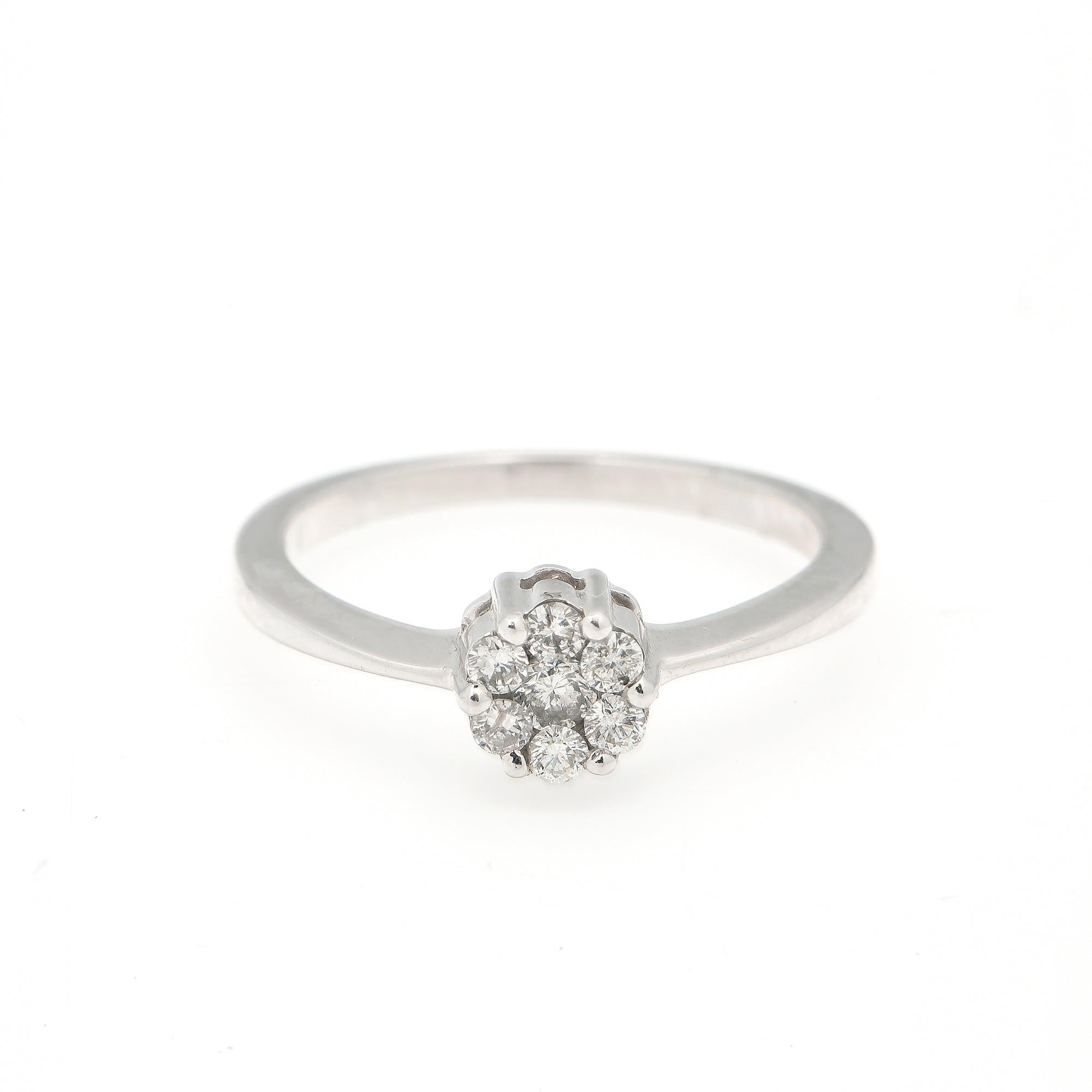 14K WHITE GOLD LADIES CLUSTER ENGAGEMENT RING WITH 0.75 CT DIAMONDS