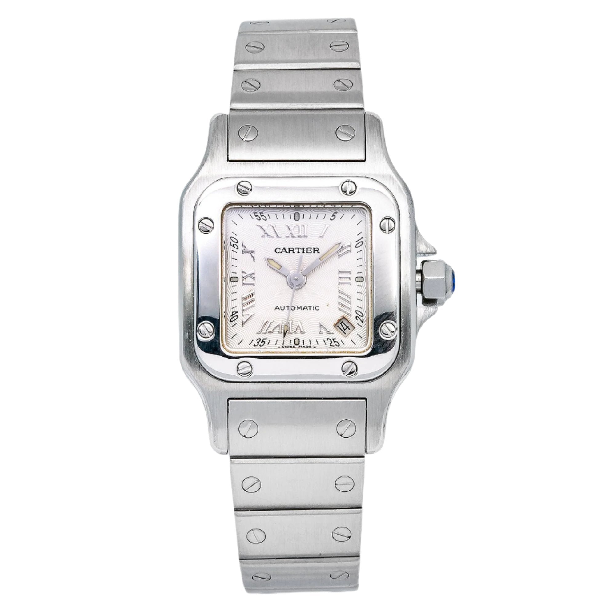Cartier Santos Galbée 24MM W20040D6 / 2423 Silver Roman Dial Stainless Steel Bracelet