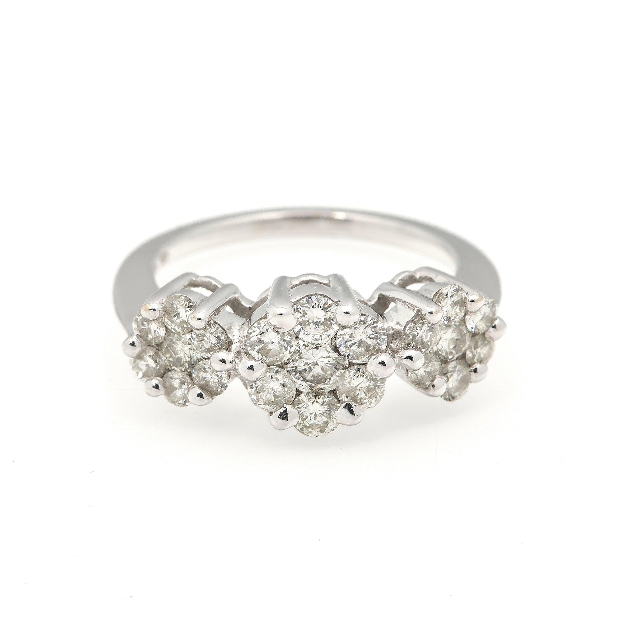 14K WHITE GOLD LADIES ENGAGEMENT FLOWER RING WITH 1.50 CT DIAMONDS