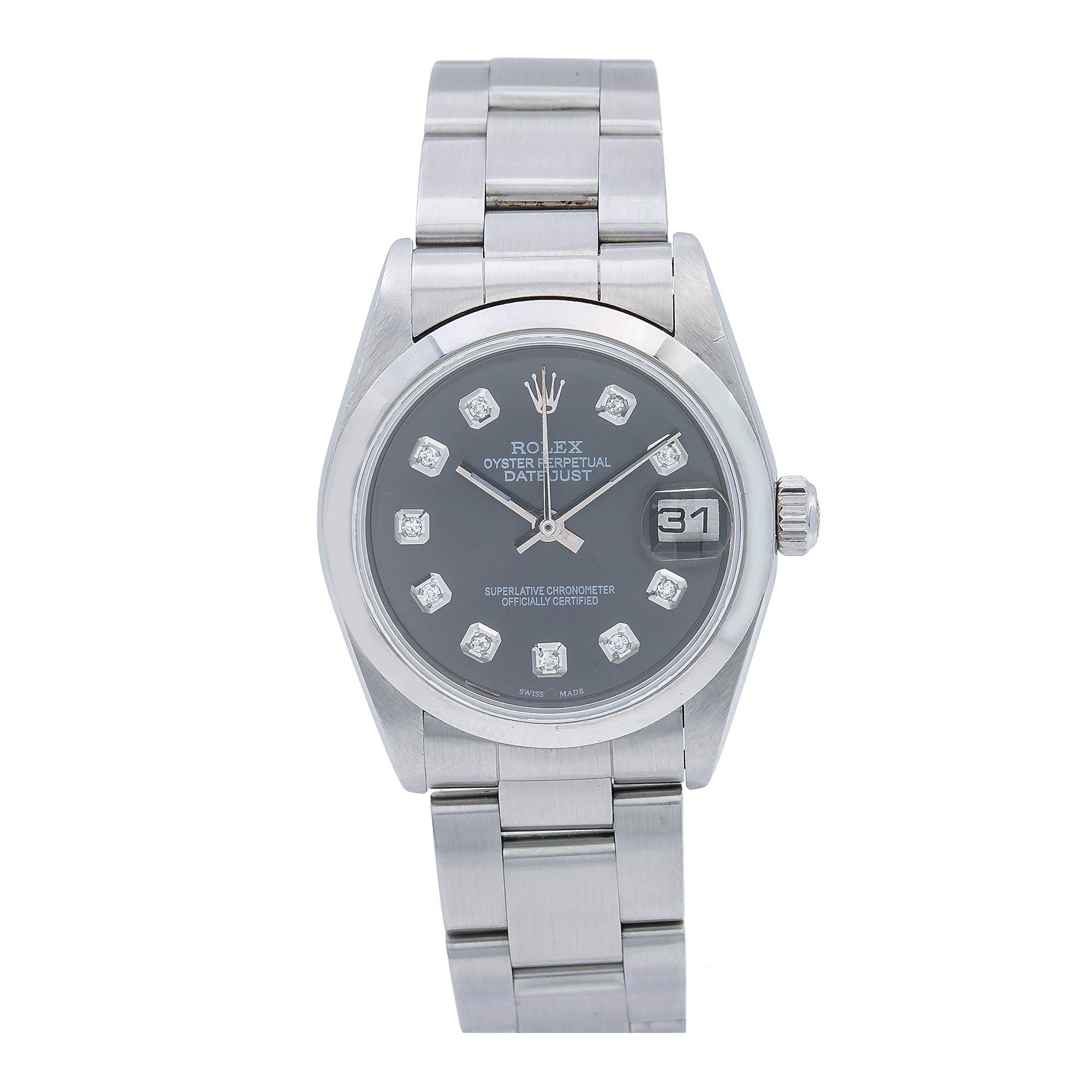Rolex Datejust 31MM 78240 Black Diamond Dial Smooth Bezel Stainless Steel Oyster Bracelet