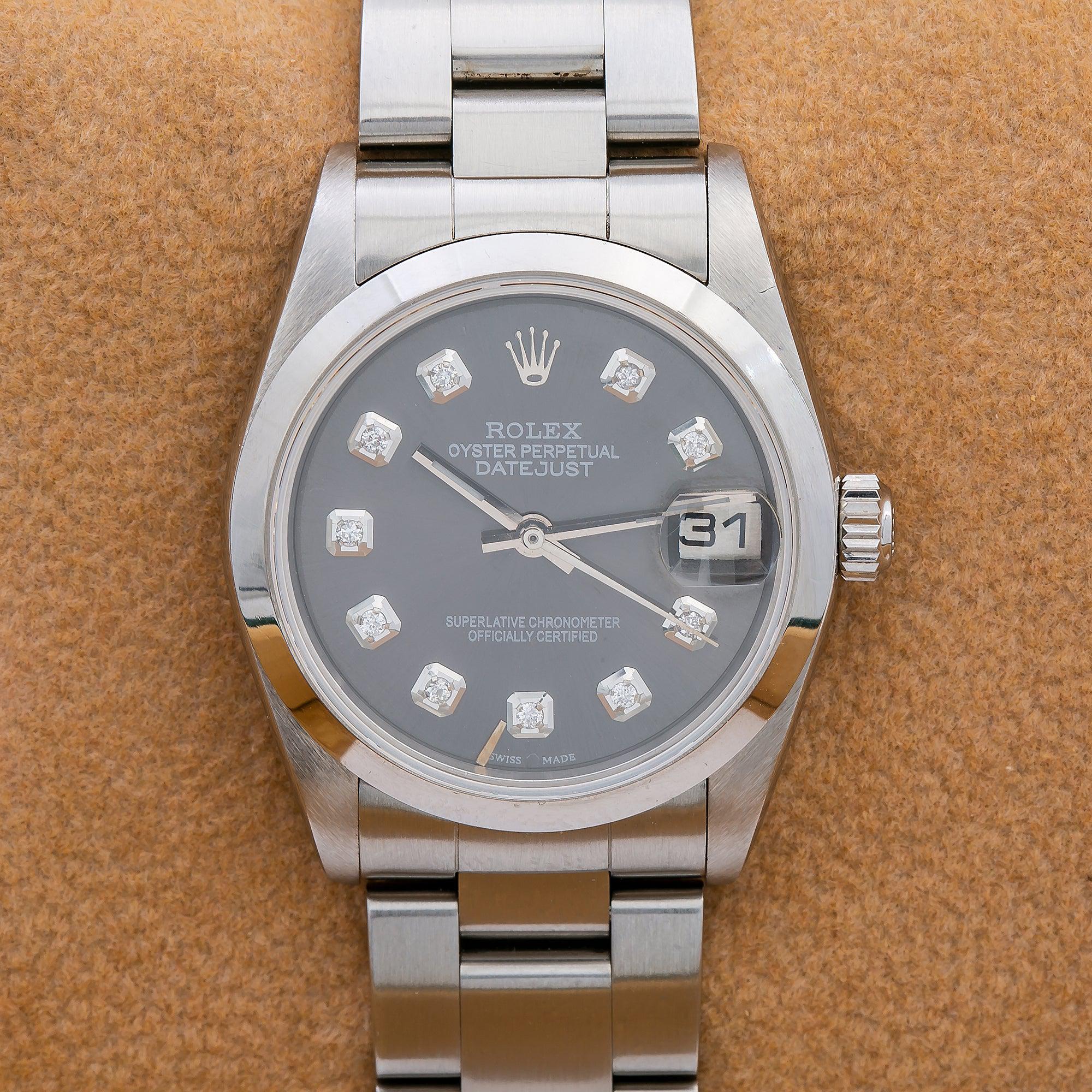 Rolex Datejust 31MM 78240 Black Diamond Dial Smooth Bezel Stainless Steel Oyster Bracelet