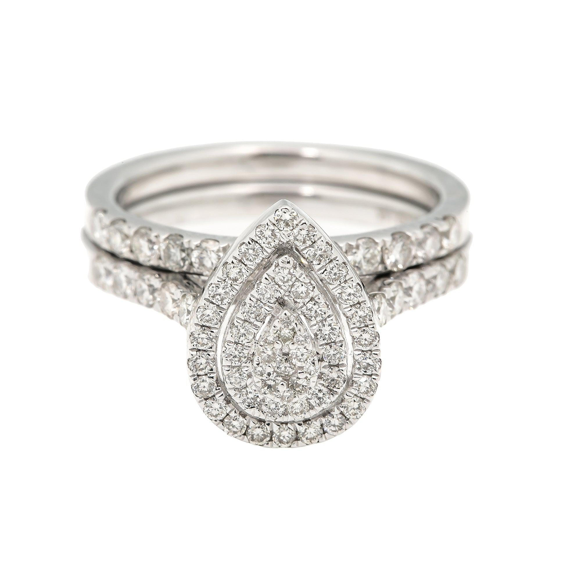 14K WHITE GOLD LADIES PEAR BRIDAL SET WITH 1.7 CT DIAMONDS