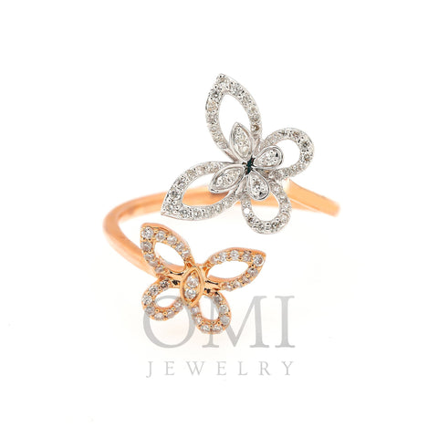 14K WHITE/ROSE GOLD LADIES OPEN BUTTERFLY RING WITH 0.50 CT DIAMONDS