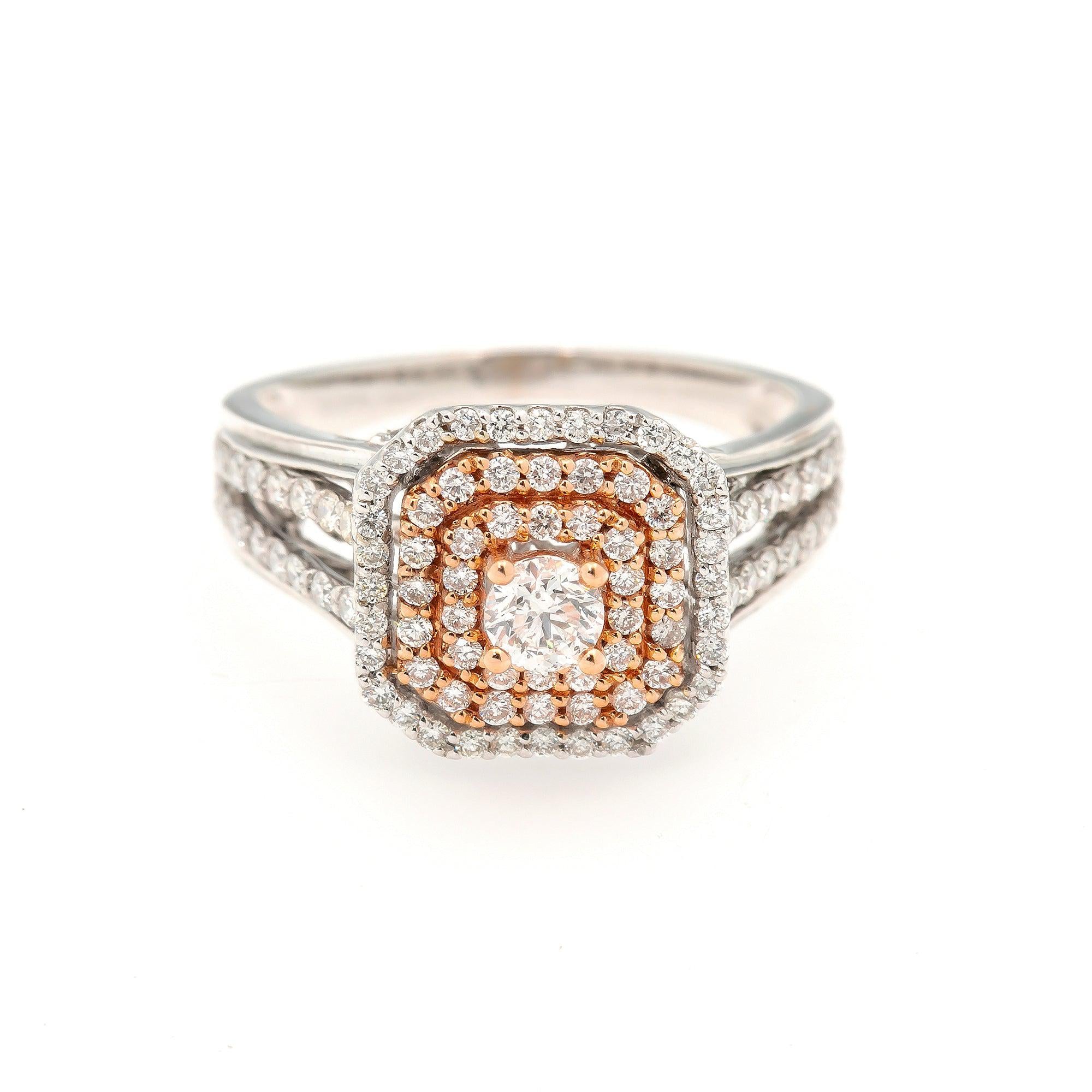 14K TWO TONE GOLD LADIES ENGAGEMENT RING WITH 1.8 CT DIAMONDS