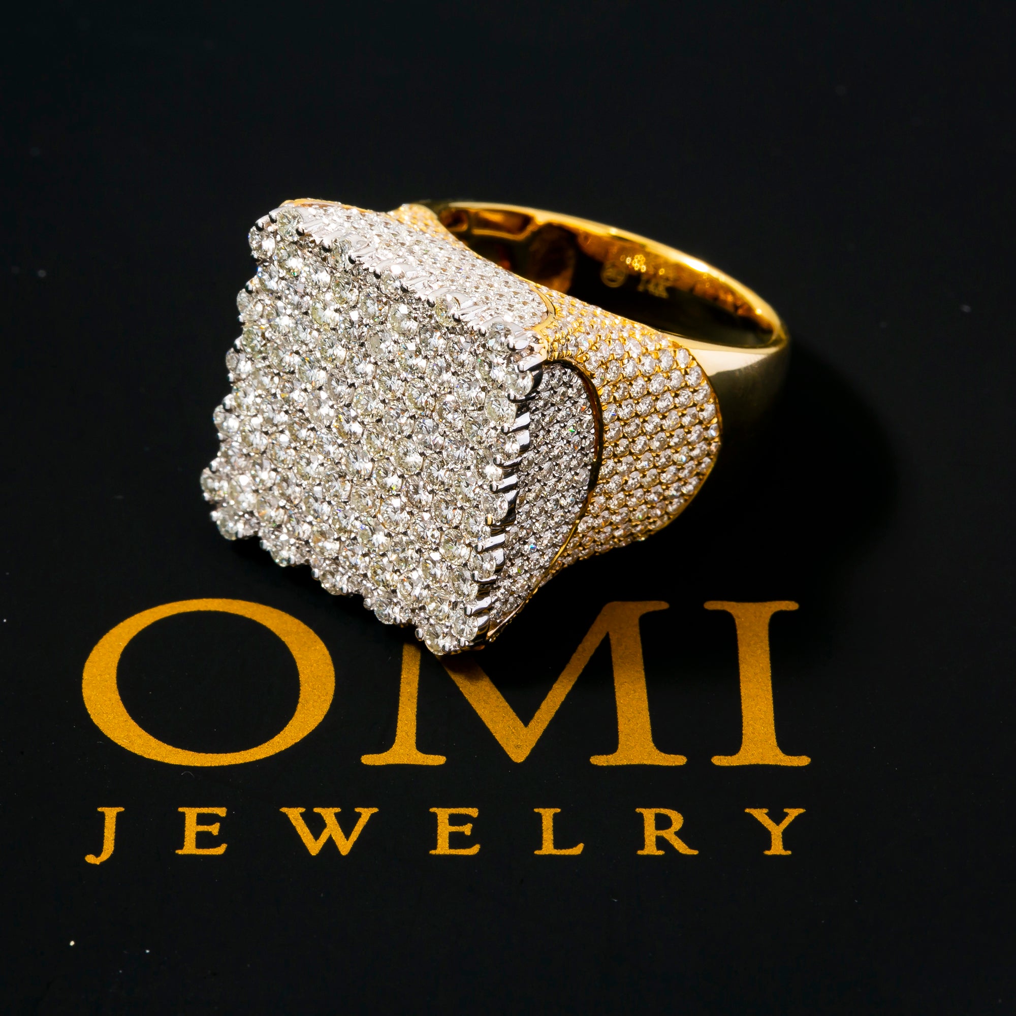 14K GOLD DIAMOND FLAT TOP SQUARE RING 6.50 CTW