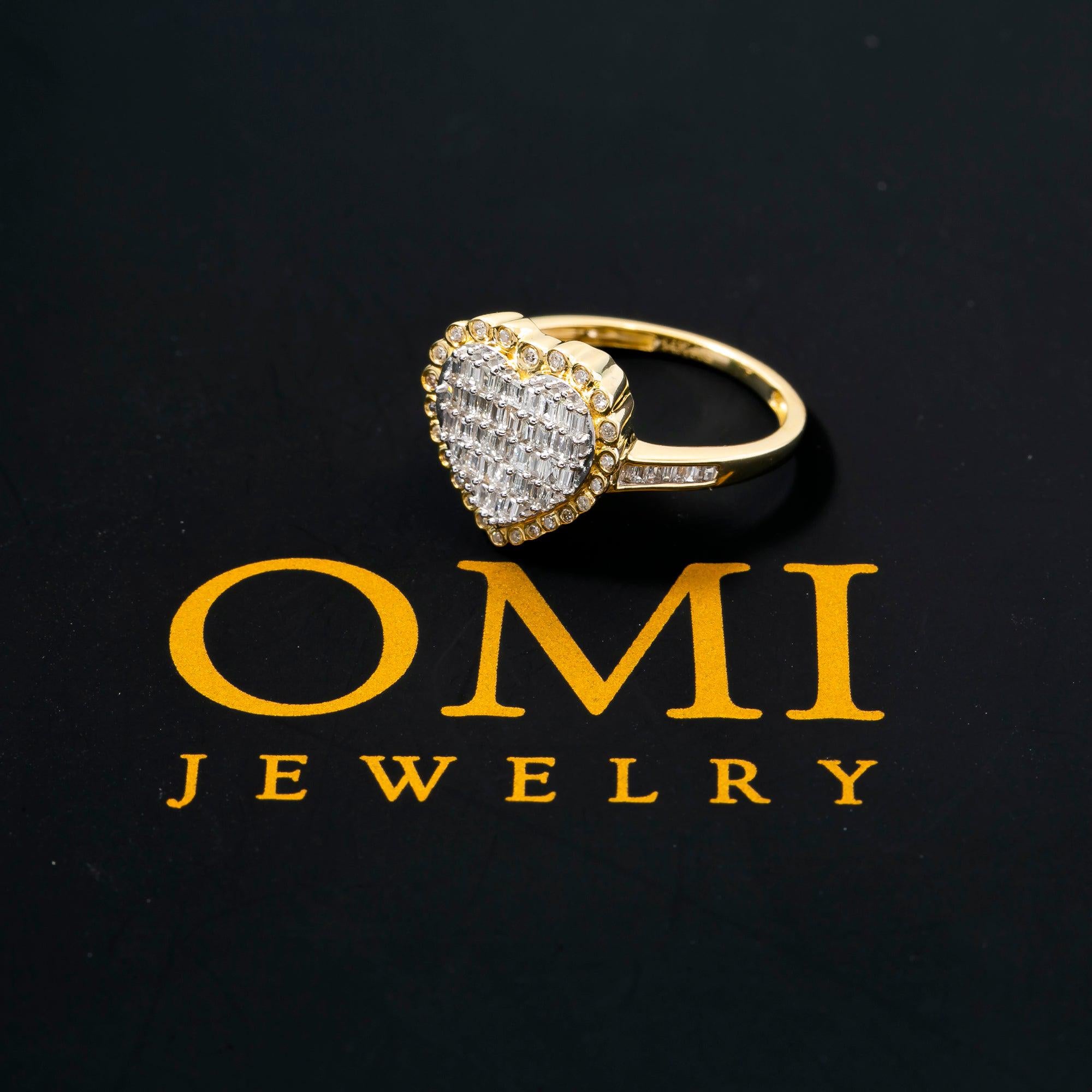 14K YELLOW GOLD LADIES HEART RING WITH 0.95 CT DIAMONDS