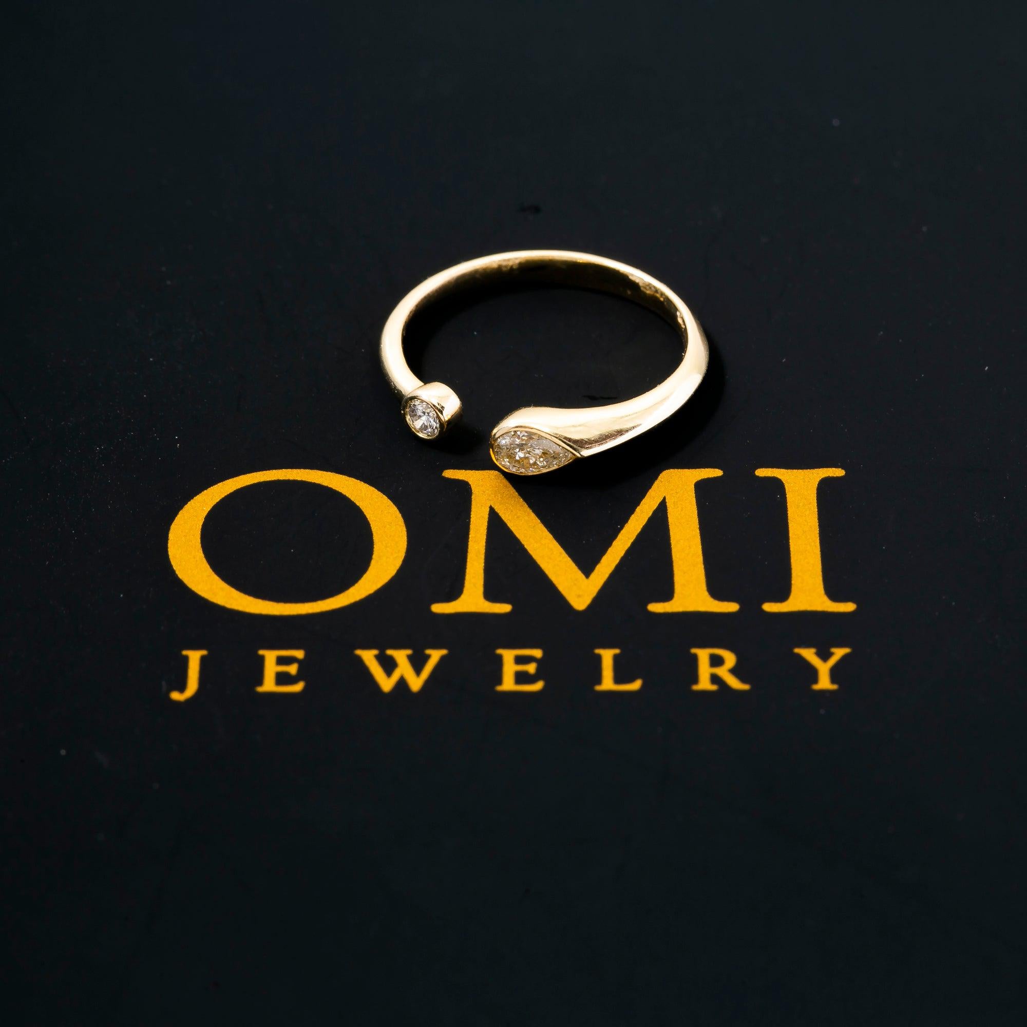 14K YELLOW GOLD TWO STONE OPEN RING WITH 0.45 CT DIAMONDS