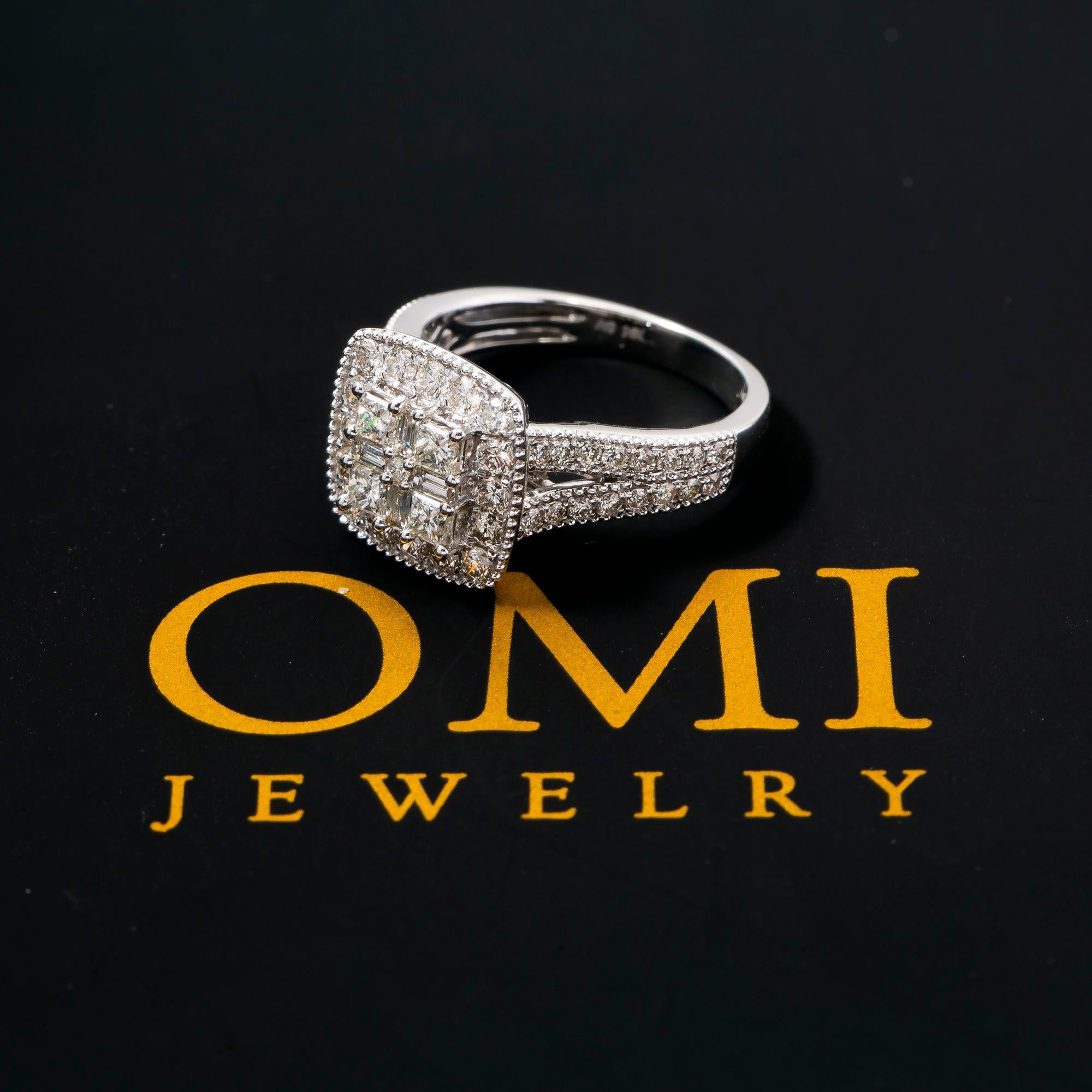 14K WHITE GOLD QUAD HEAD ENGAGEMENT RING WITH 1.60 CT DIAMONDS