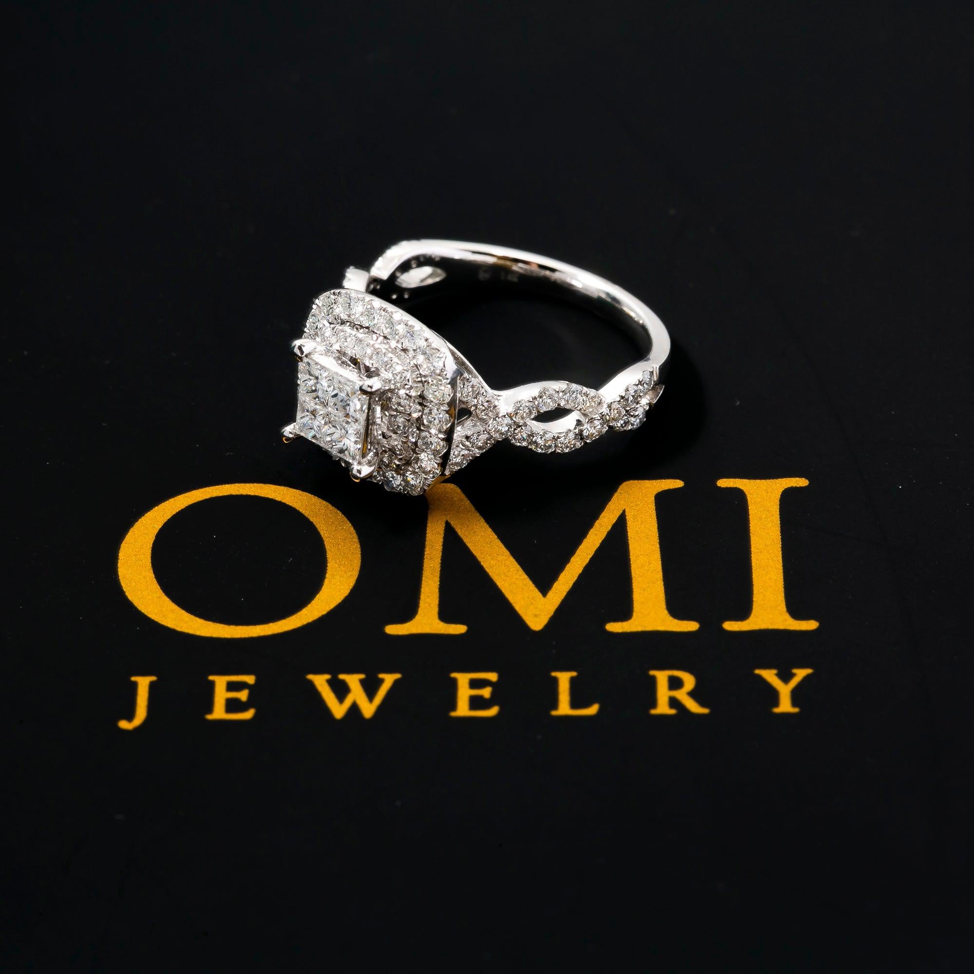 14K WHITE GOLD QUAD ENGAGEMENT RING WITH 1.90 CT DIAMONDS