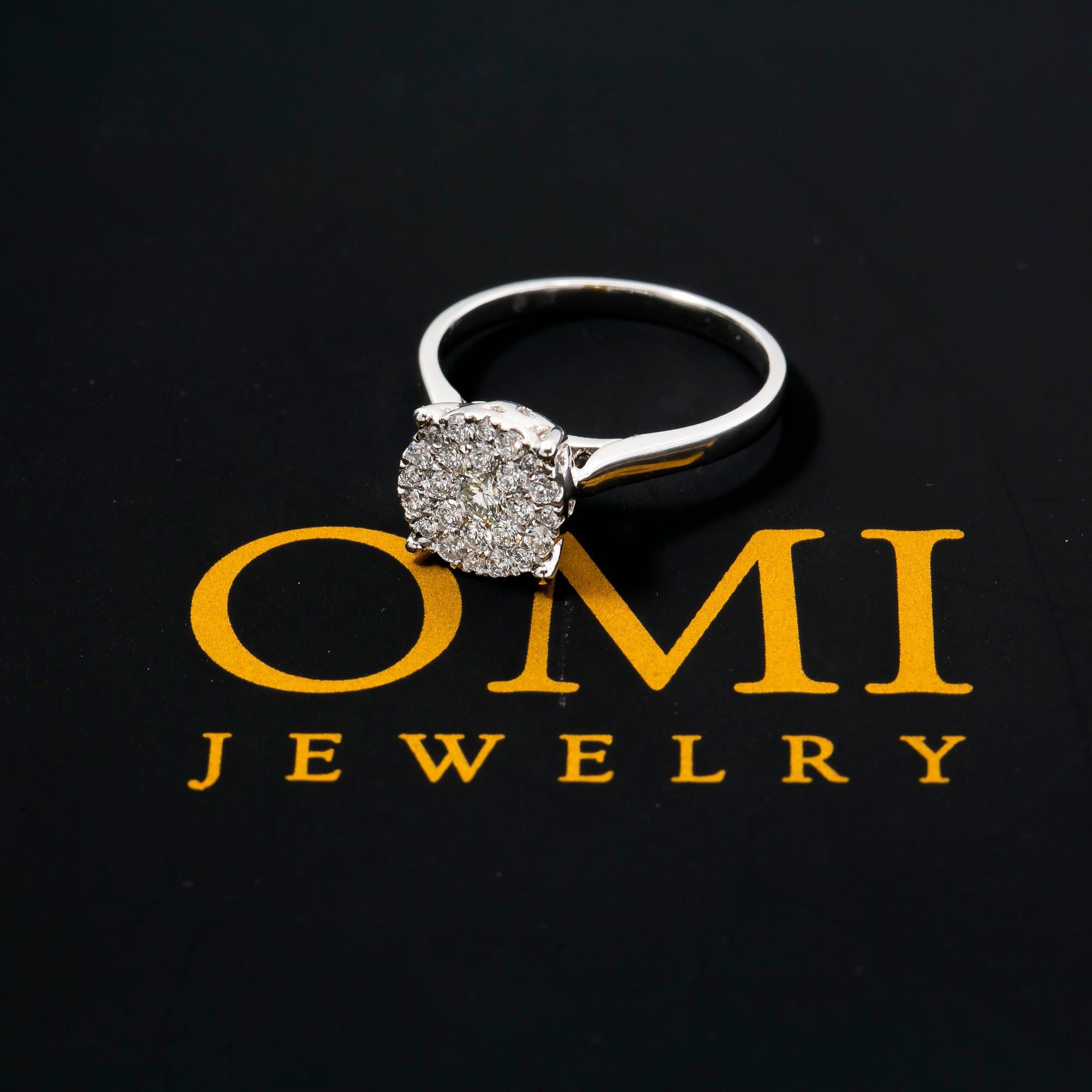 14K WHITE GOLD LADIES ENGAGEMENT CLUSTER RING WITH 0.80 CT DIAMONDS