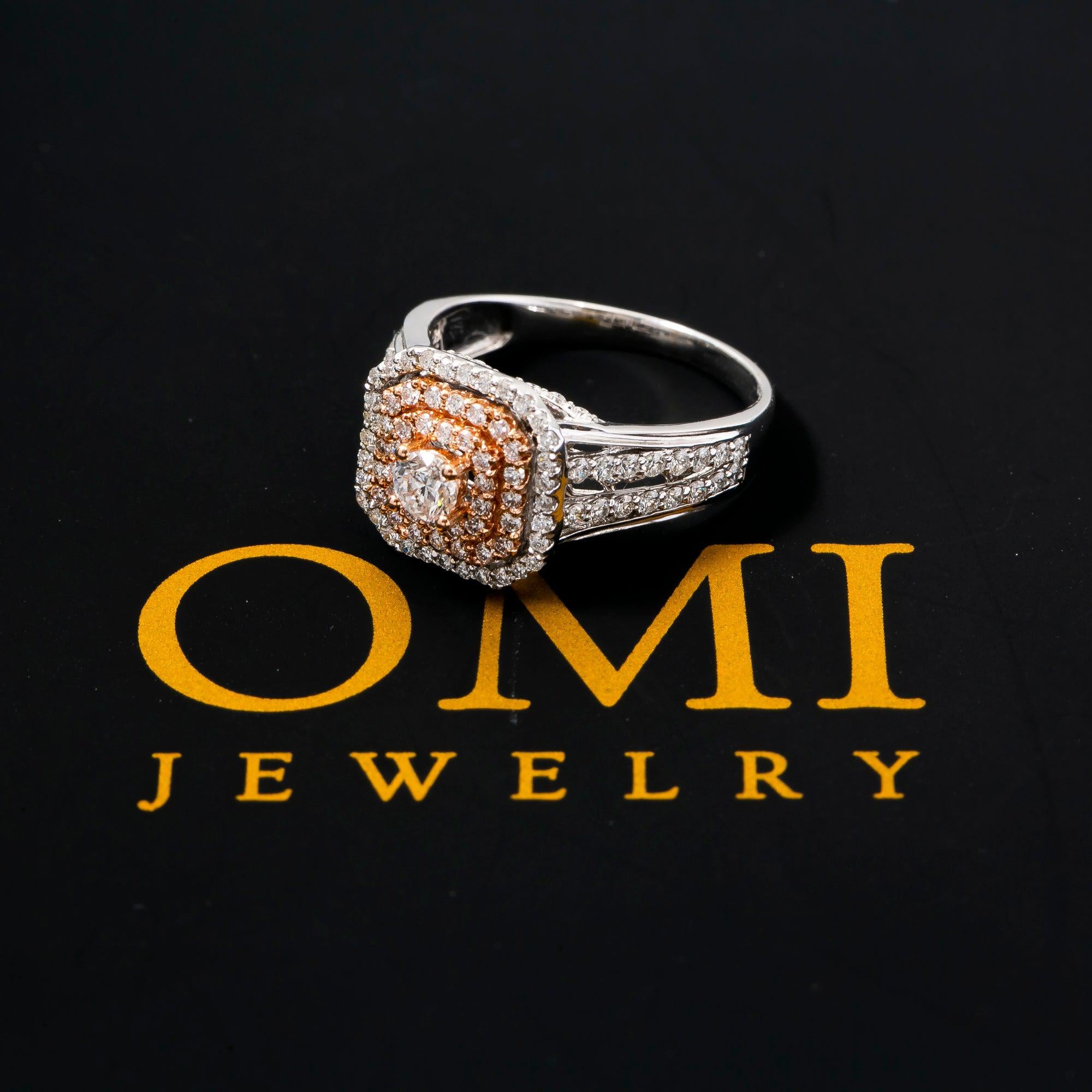 14K TWO TONE GOLD LADIES ENGAGEMENT RING WITH 1.8 CT DIAMONDS