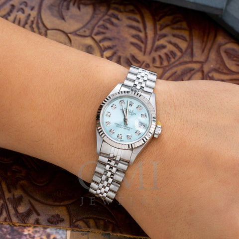 Rolex Lady-Datejust 69174 26MM Blue Diamond Dial With Stainless Steel Bracelet