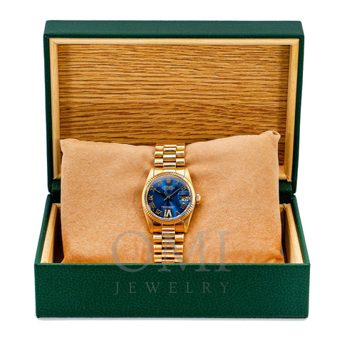 Rolex Datejust 6827 31MM Blue Dial With Yellow Gold Bracelet