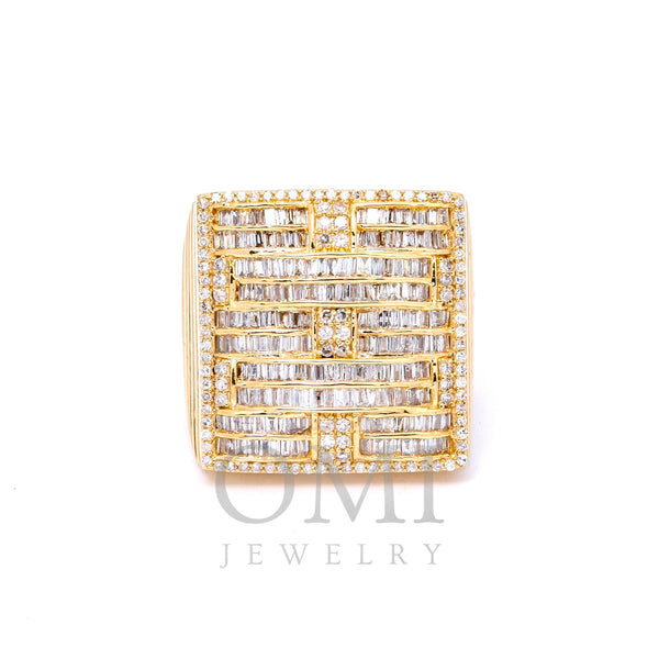 14K YELLOW GOLD MEN'S RING WITH 2 CT BAGUETTE & ROUND DIAMONDS