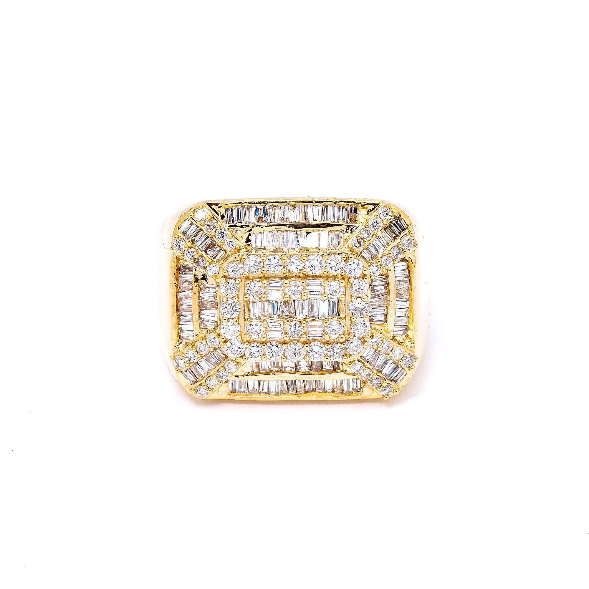 14K YELLOW GOLD MEN'S RING WITH 2.01 CT DIAMONDS