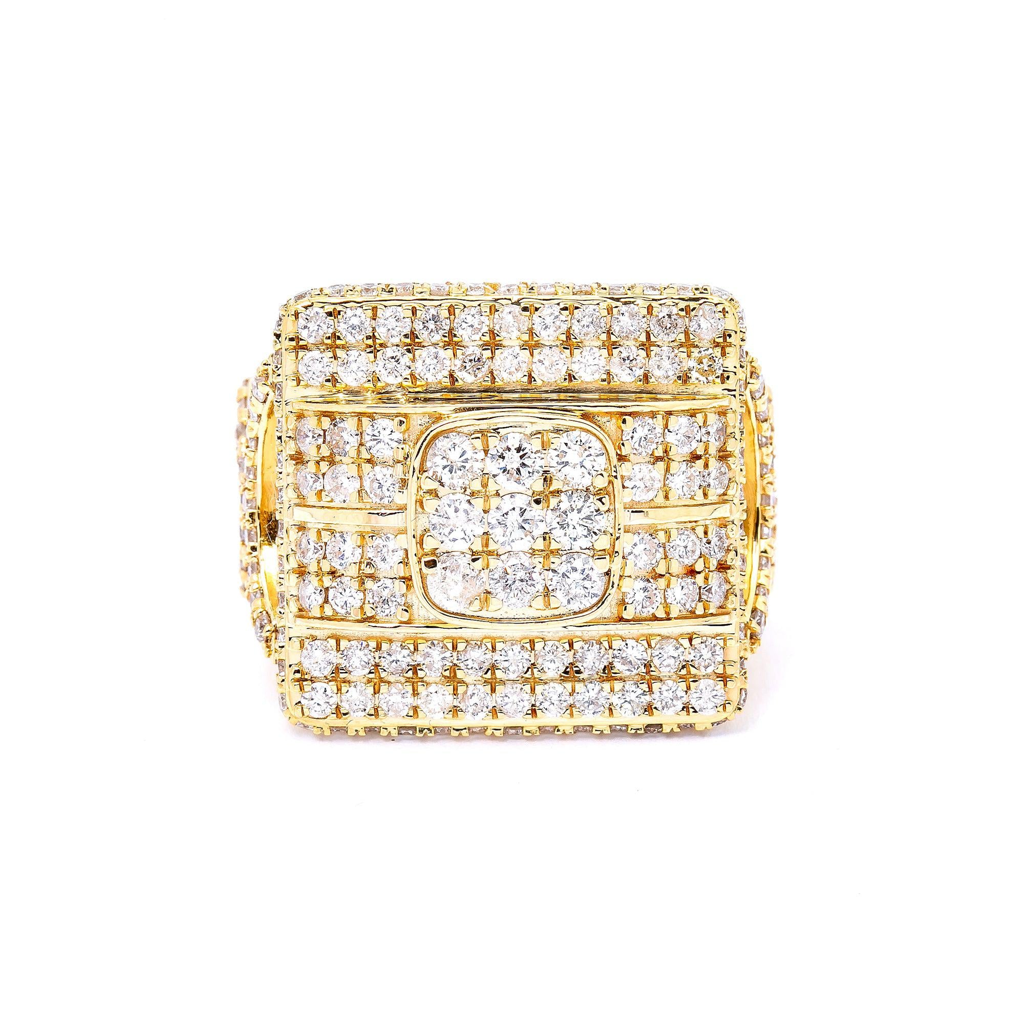 14K YELLOW GOLD MEN'S RING WITH 3.5 CT DIAMONDS