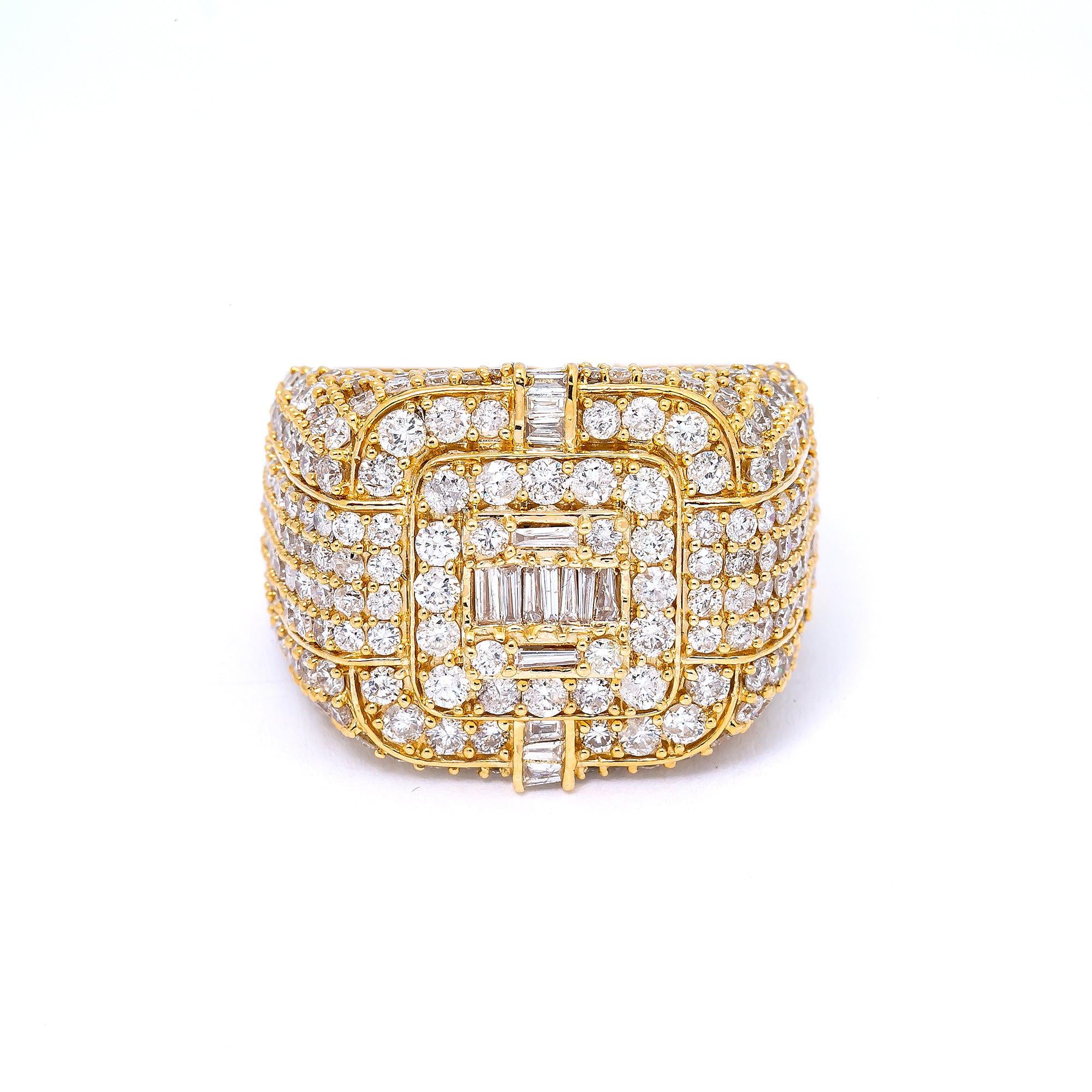 14K YELLOW GOLD MEN'S RING WITH 5.11 CT DIAMONDS