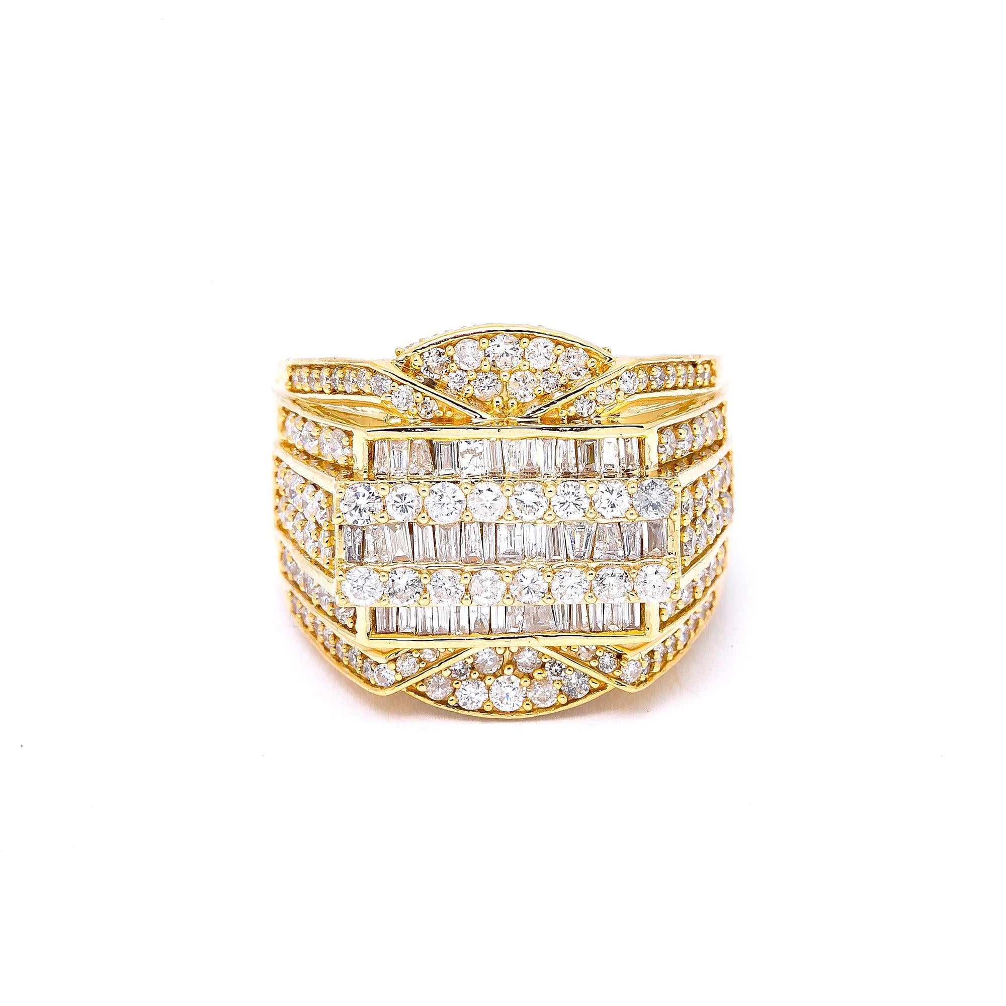 14K YELLOW GOLD MEN'S RING WITH 2.97 CT DIAMONDS