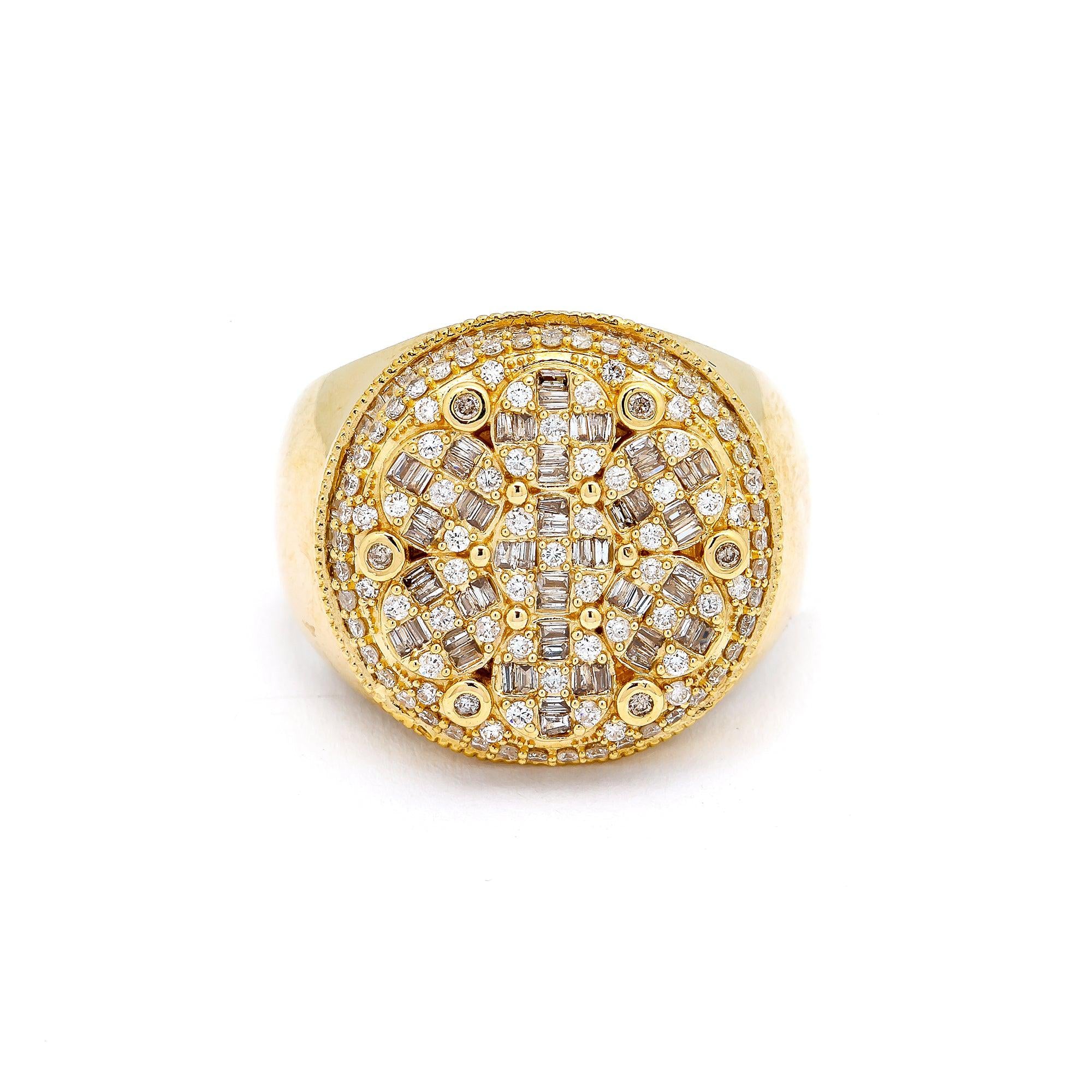 14K YELLOW GOLD MEN'S RING WITH 1.51 CT DIAMONDS