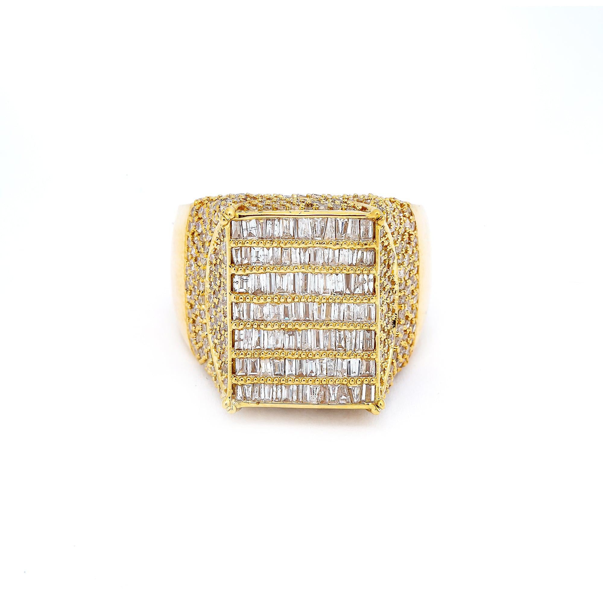 14K YELLOW GOLD MEN'S RING WITH 4.73 CT DIAMONDS