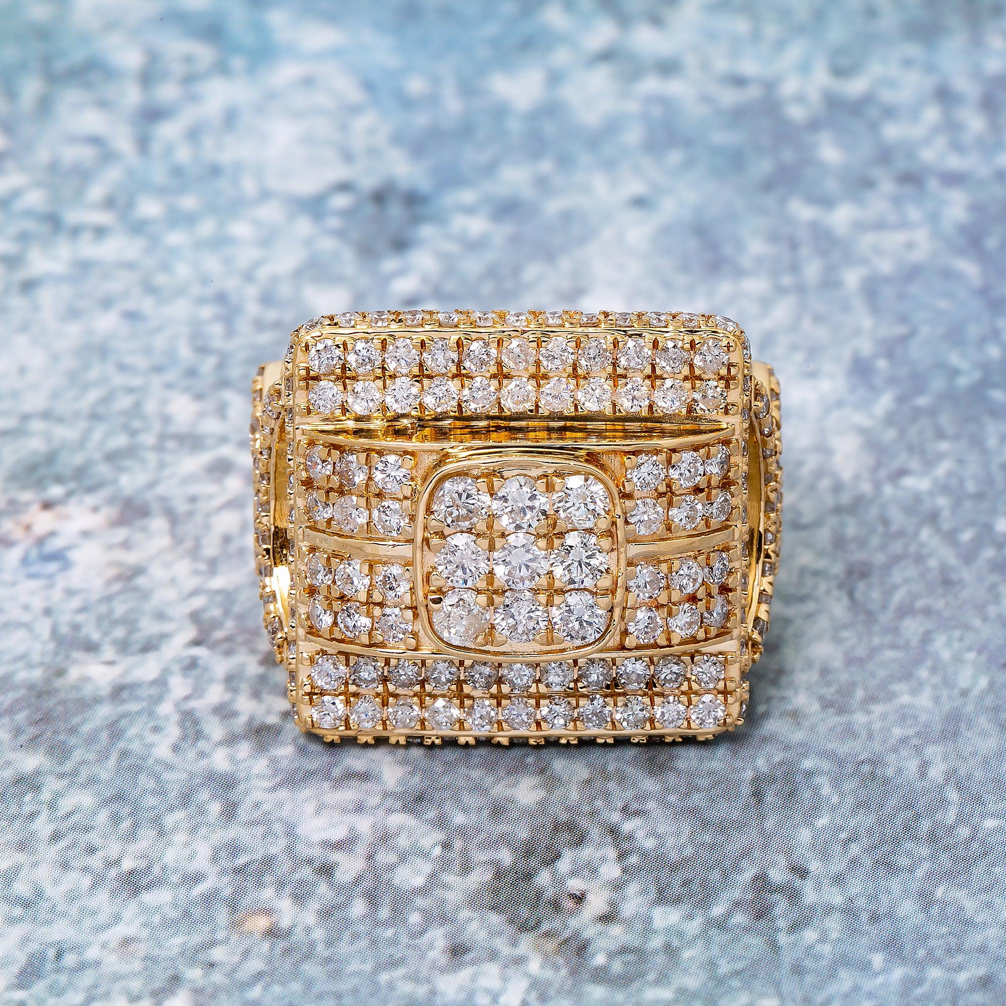 14K YELLOW GOLD MEN'S RING WITH 3.5 CT DIAMONDS