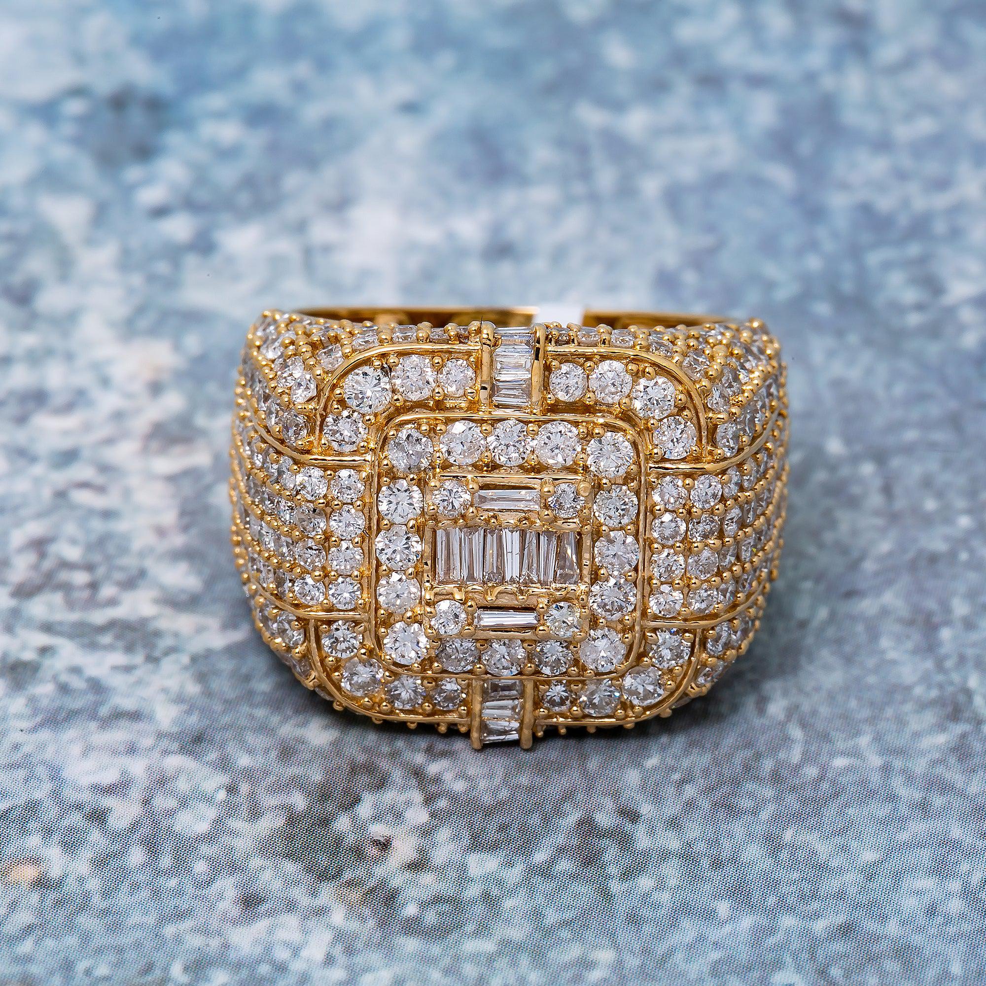 14K YELLOW GOLD MEN'S RING WITH 5.11 CT DIAMONDS