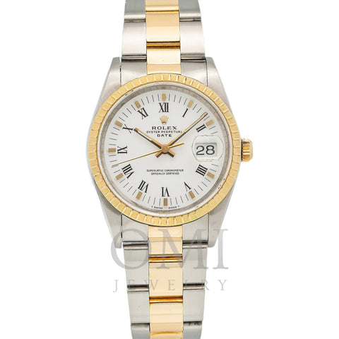 Rolex Oyster Perpetual Date 15223 34MM White Dial With Two Tone Oyster Bracelet