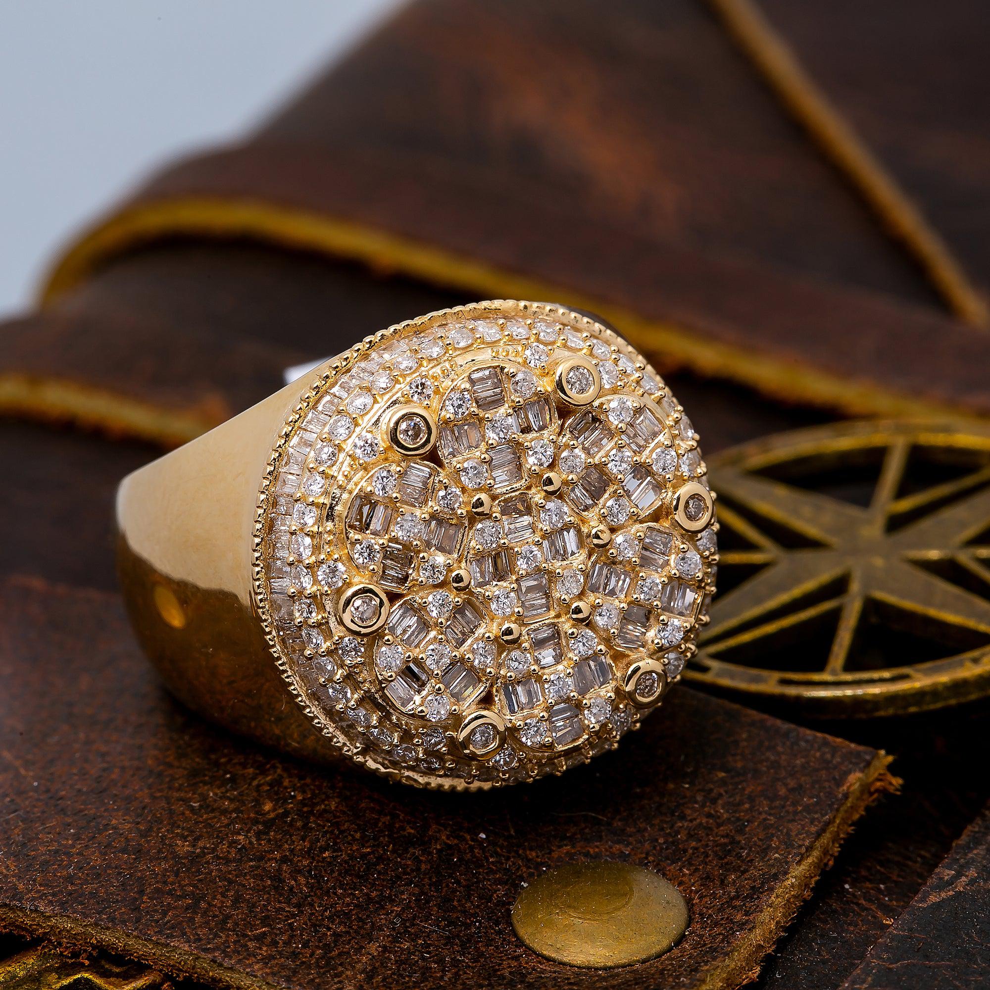 14K YELLOW GOLD MEN'S RING WITH 1.51 CT DIAMONDS