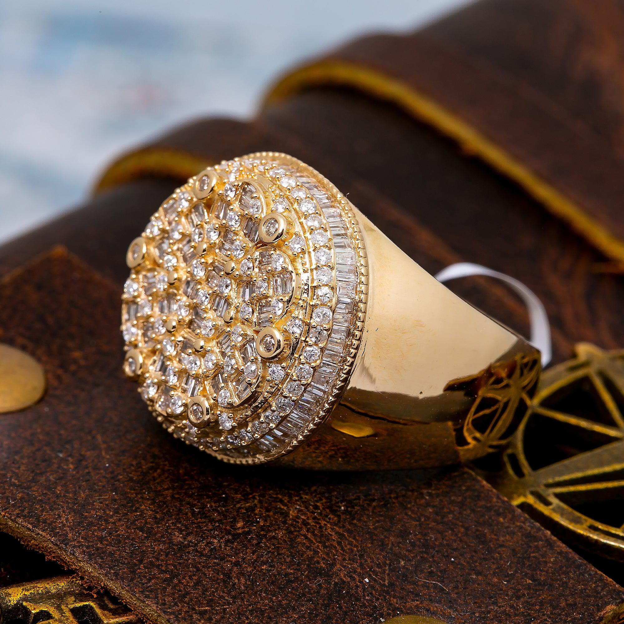 14K YELLOW GOLD MEN'S RING WITH 1.51 CT DIAMONDS