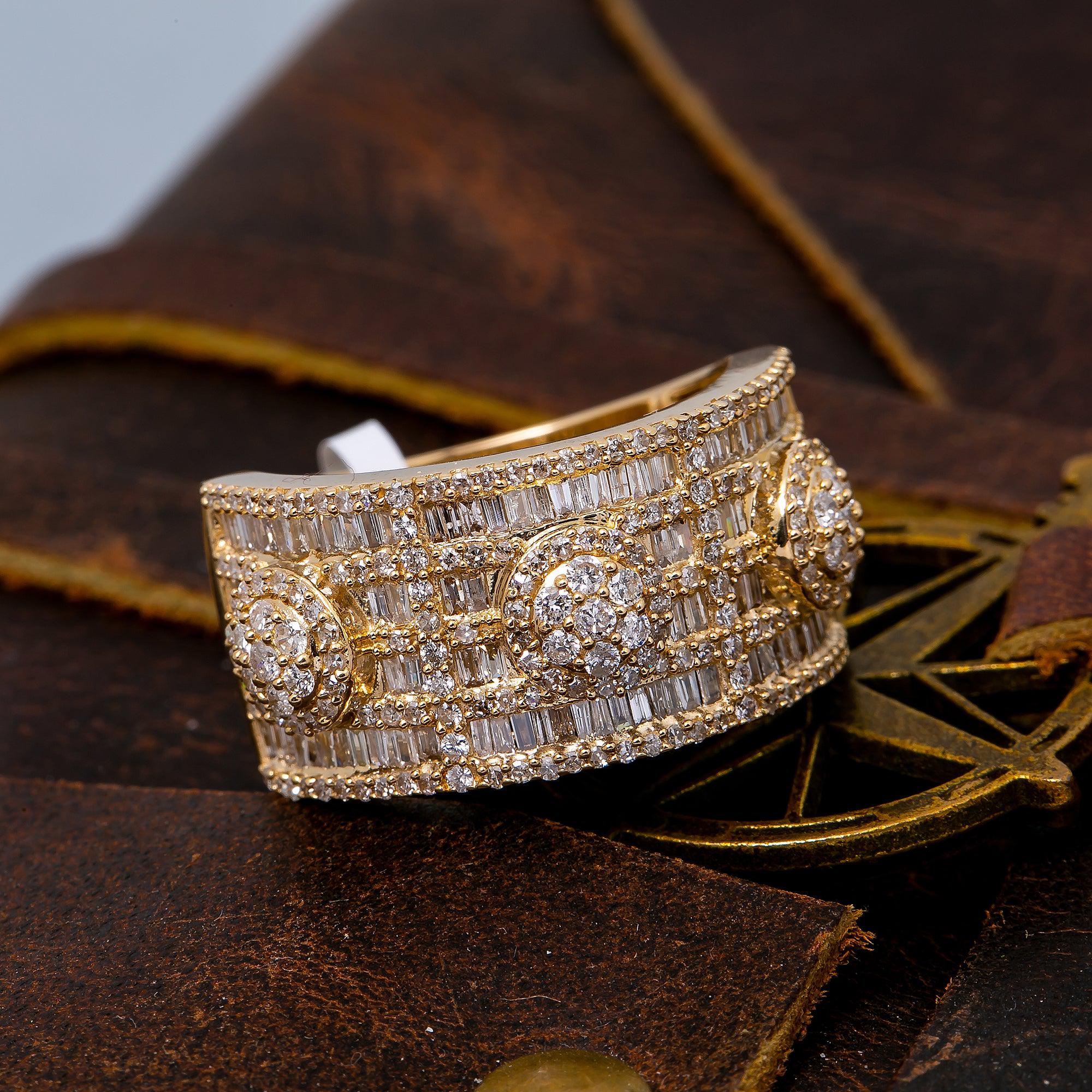 14K YELLOW GOLD MEN'S RING WITH 1.51 CT DIAMONDS