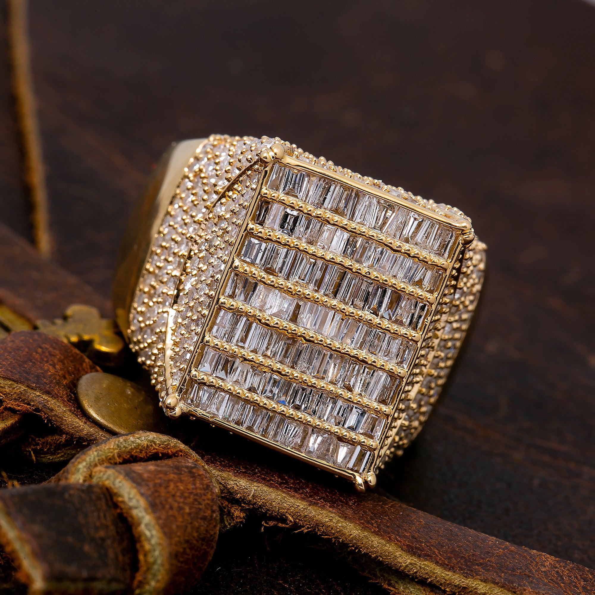 14K YELLOW GOLD MEN'S RING WITH 4.73 CT DIAMONDS