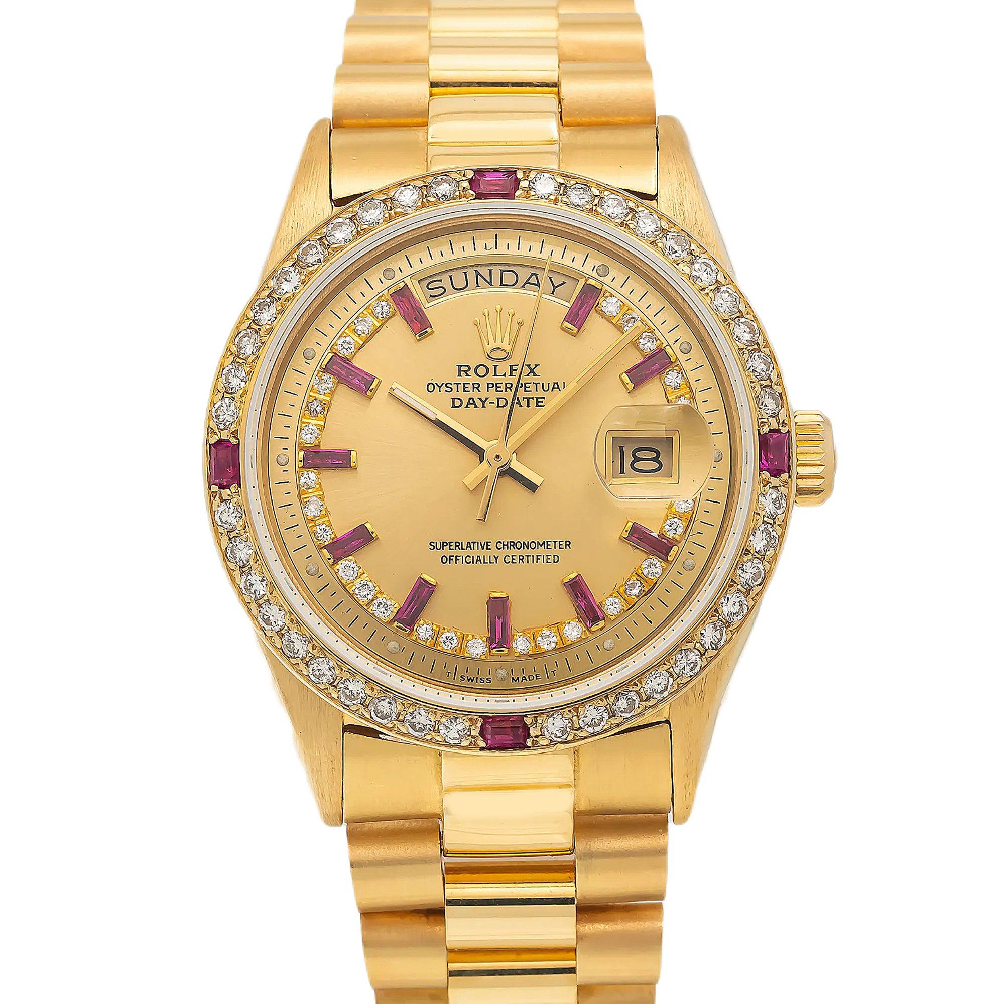 Rolex Day-Date 36MM 1803 Champagne Diamond Dial Diamond Bezel 18K