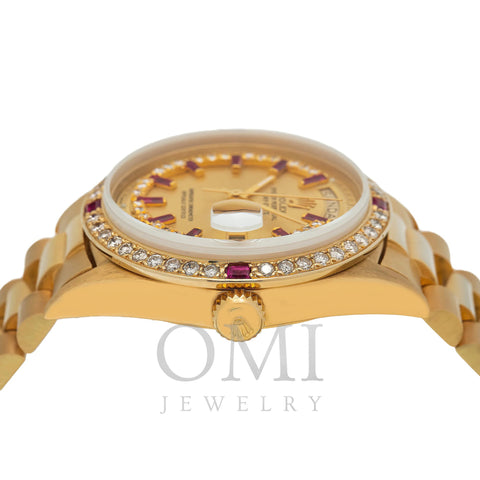 Rolex Day-Date 18013 36MM Diamond Gemstone Dial And Bezel With Presidential Bracelet