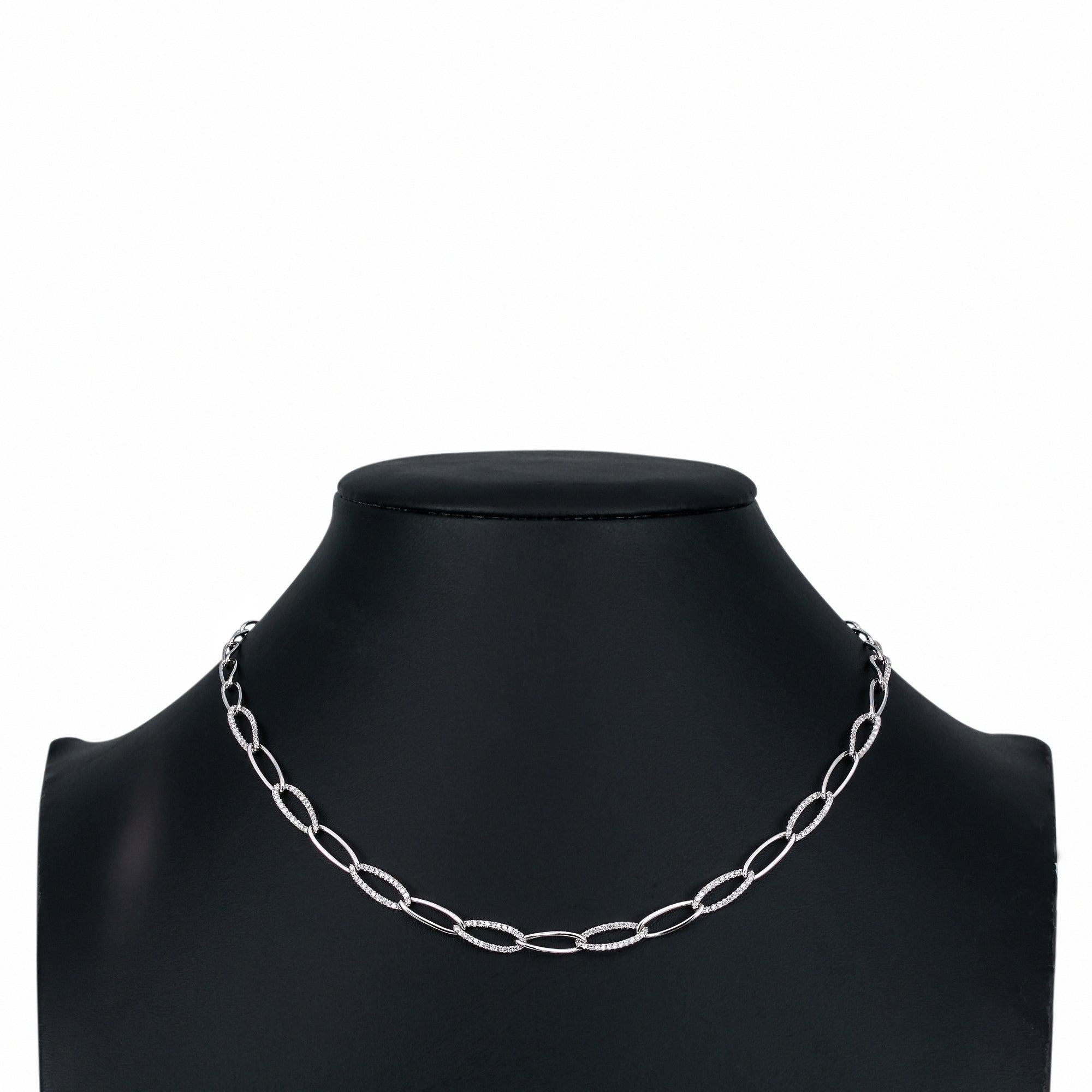 18K White Gold Diamond Necklace 18"