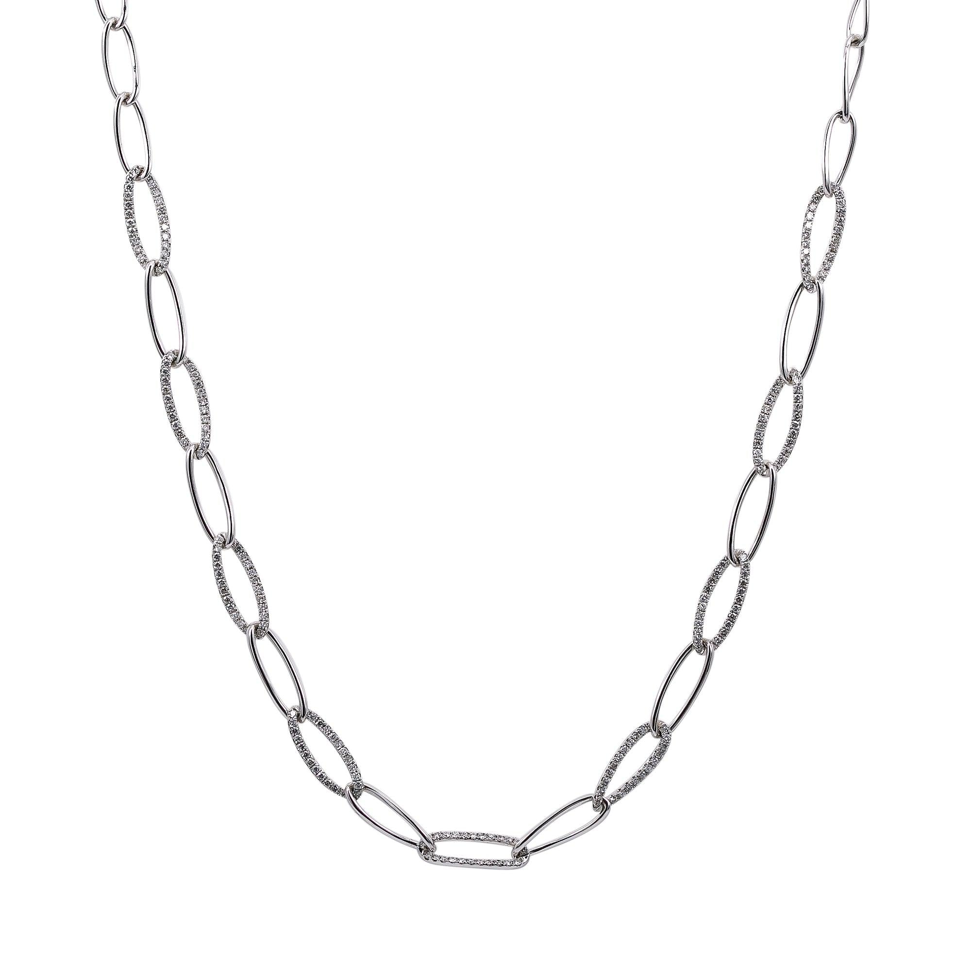 18K White Gold Diamond Necklace 18"