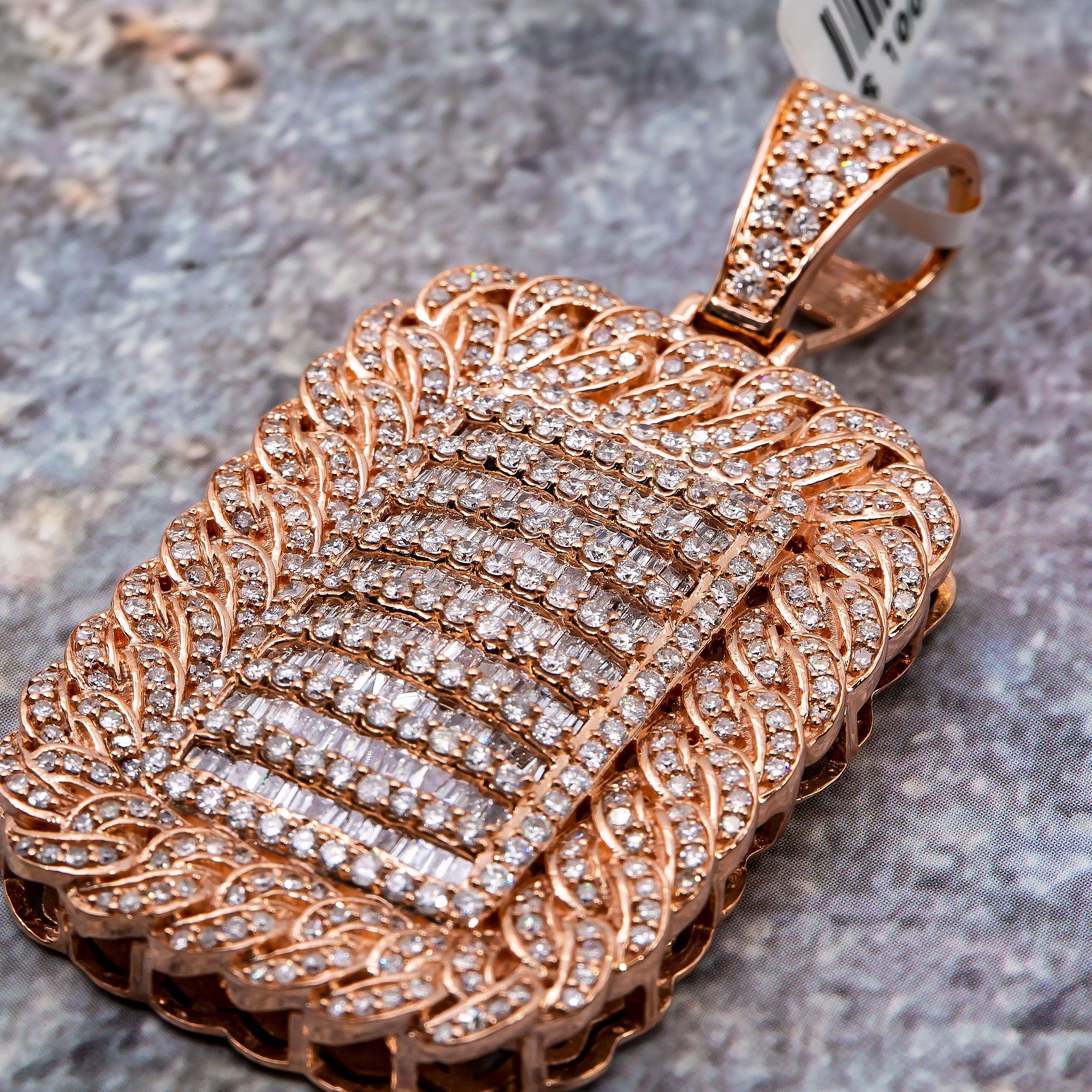 14K ROSE GOLD MEN'S PENDANT WITH 4.13 CT DIAMONDS