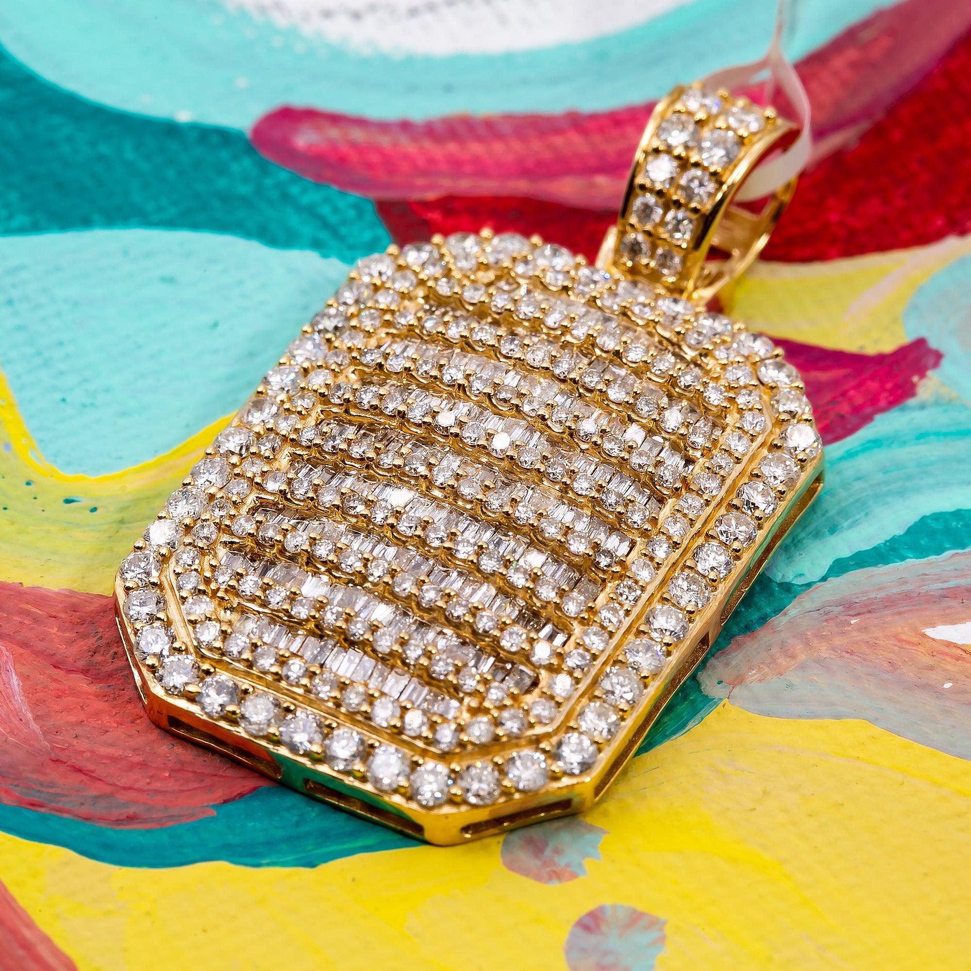 14K YELLOW GOLD MEN'S PENDANT WITH 3.36 CT DIAMONDS