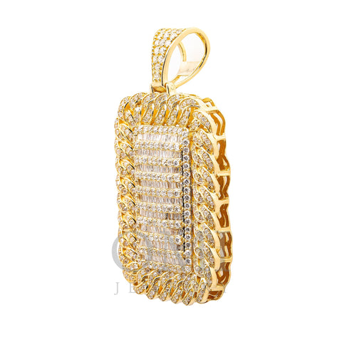 14K YELLOW GOLD MEN'S PENDANT WITH 4.22 CT BAGUTTE AND ROUND DIAMONDS