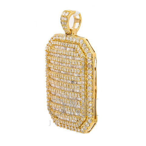 14K YELLOW GOLD MEN'S PENDANT WITH 5.95 CT BAGUEETE AND ROUND DIAMONDS