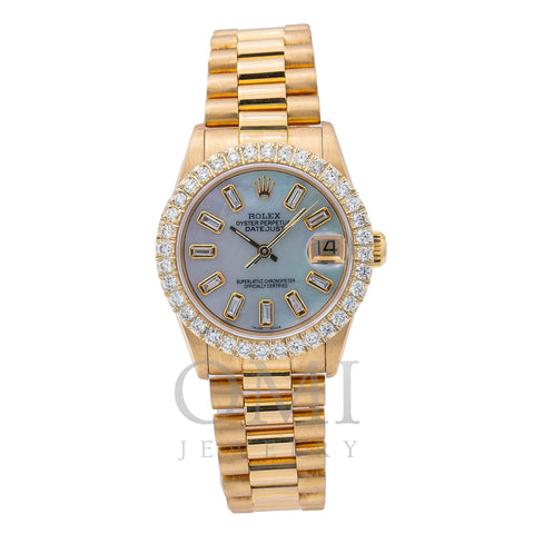 Rolex Datejust 68278 31MM Blue Diamond Dial With 18K Yellow Gold President Bracelet