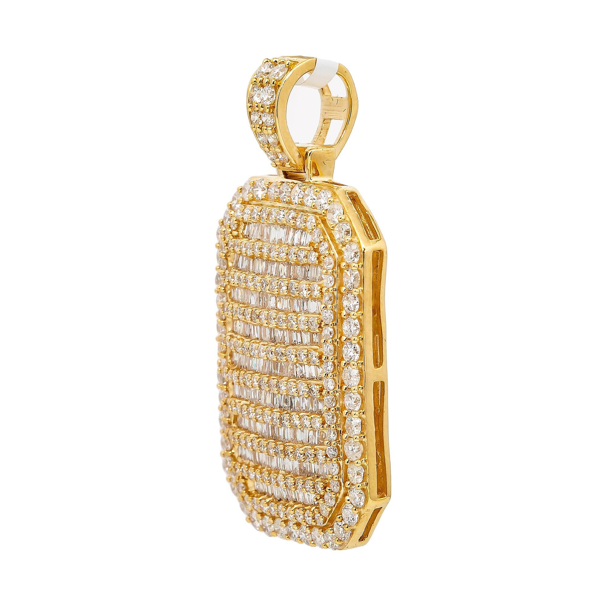 14K YELLOW GOLD MEN'S PENDANT WITH 3.36 CT DIAMONDS