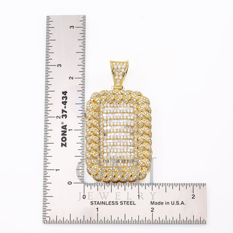 14K YELLOW GOLD MEN'S PENDANT WITH 4.22 CT BAGUTTE AND ROUND DIAMONDS