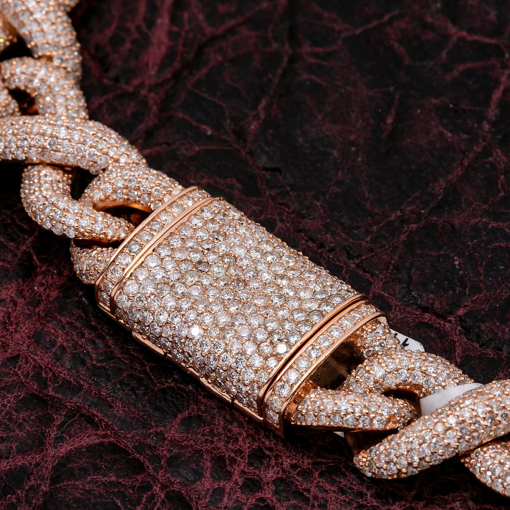 14K ROSE GOLD 22" CUBAN CHAIN WITH 31.64 CT DIAMONDS
