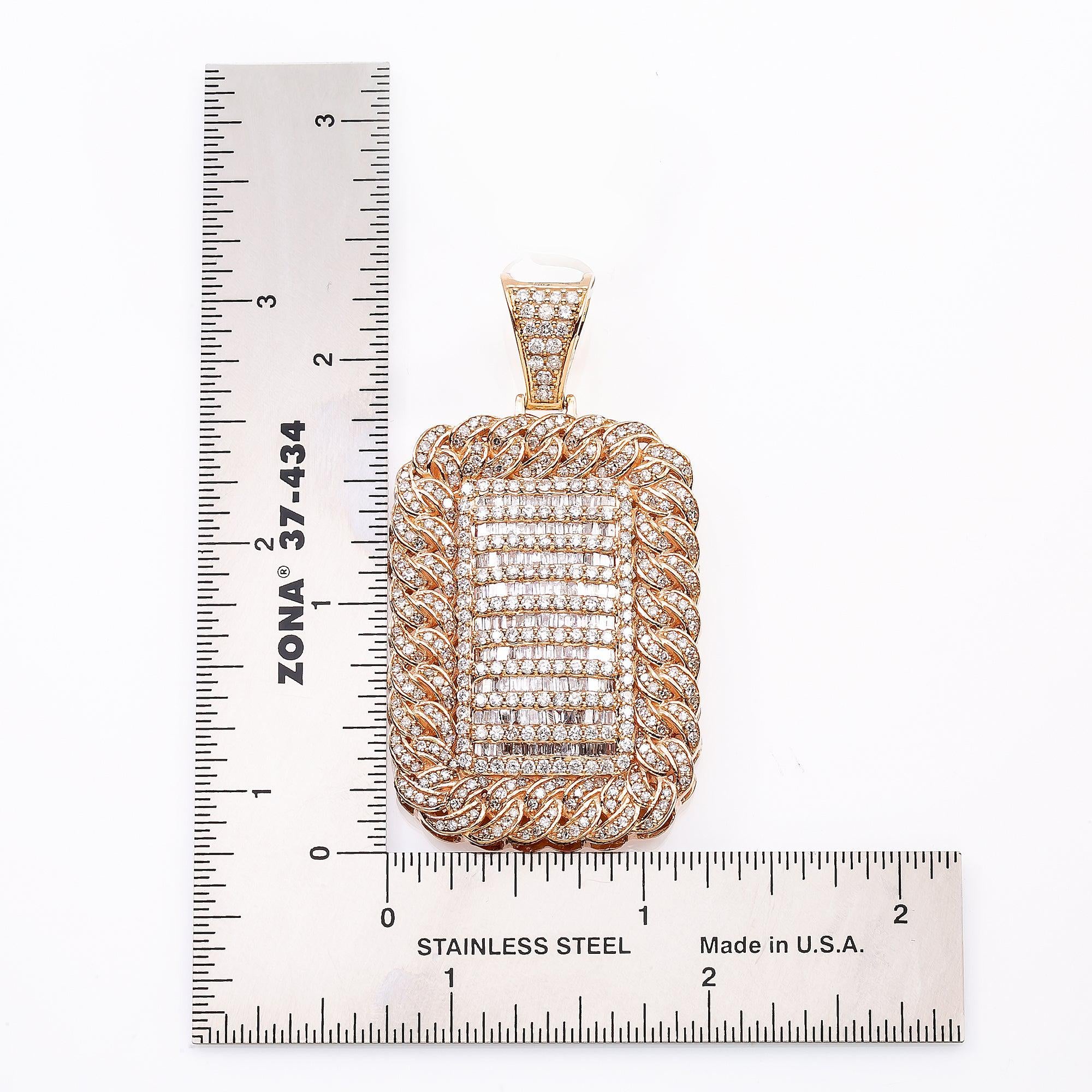 14K ROSE GOLD MEN'S PENDANT WITH 4.13 CT DIAMONDS