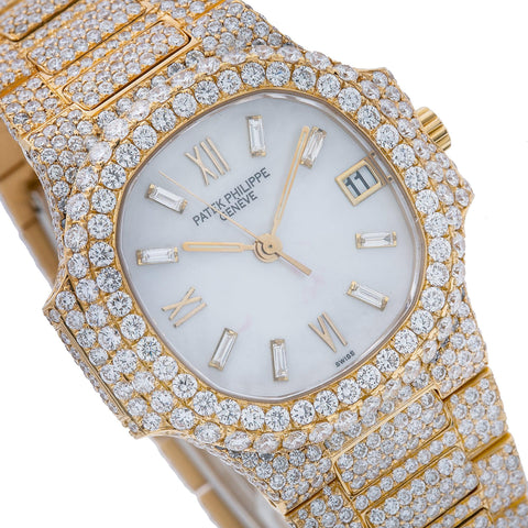 Patek Philippe Nautilus 3800 37MM White Diamond Dial With 17.82 CT Diamonds